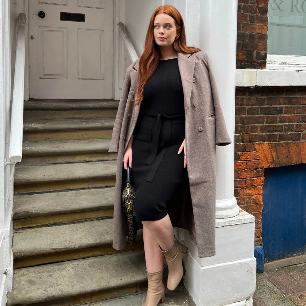 Midi Knitted Cocoon Dress - Black - Image 6