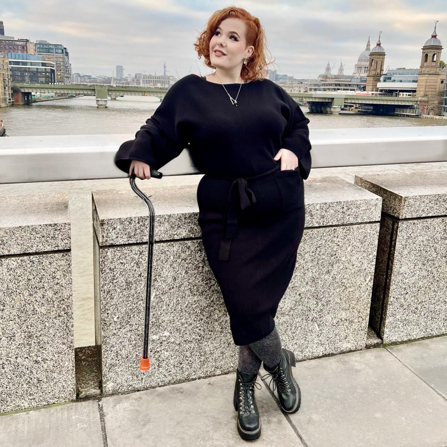 Midi Knitted Cocoon Dress - Black - Image 8
