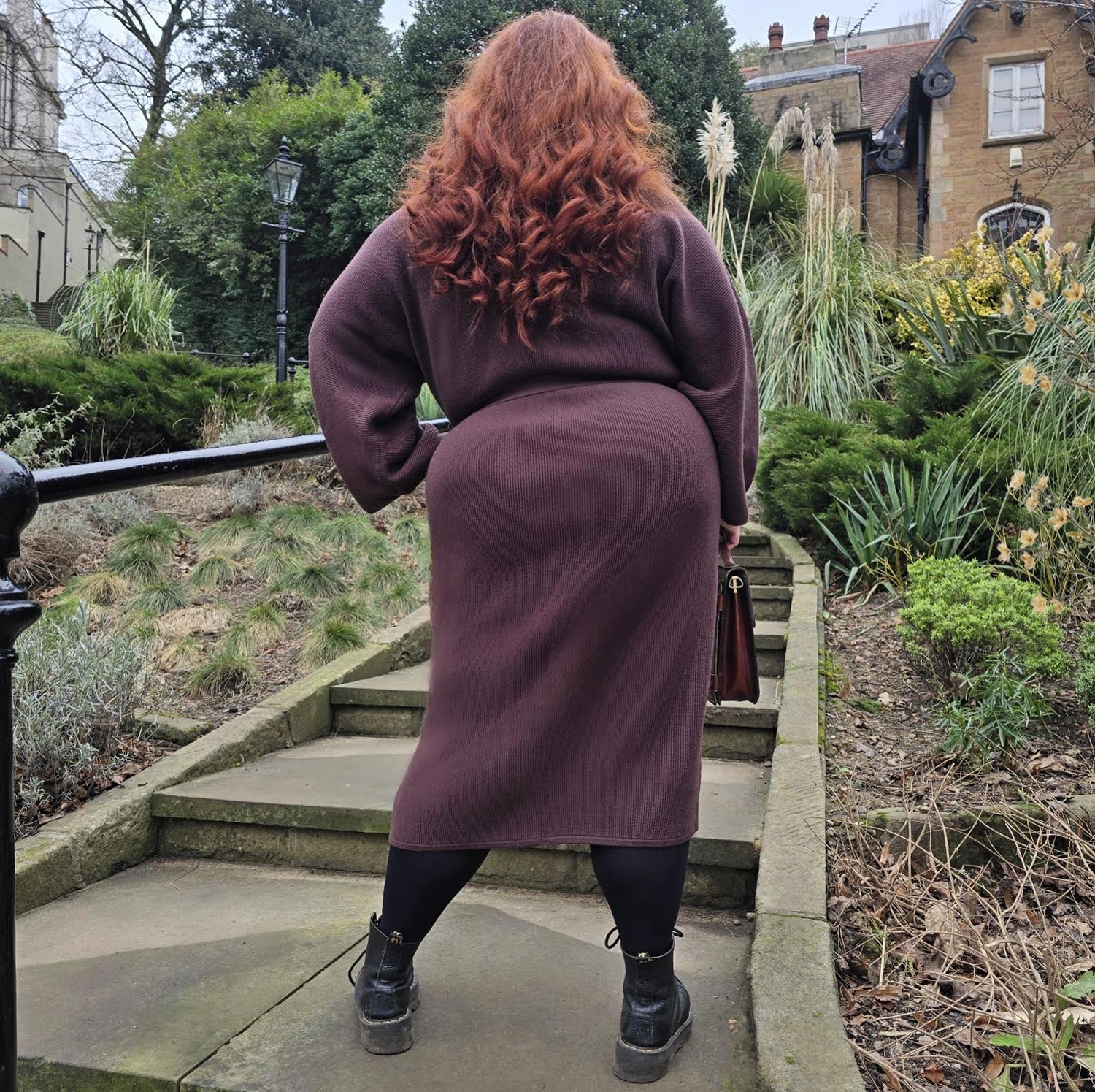 Midi Knitted Cocoon Dress - Hot Chocolate - Image 3