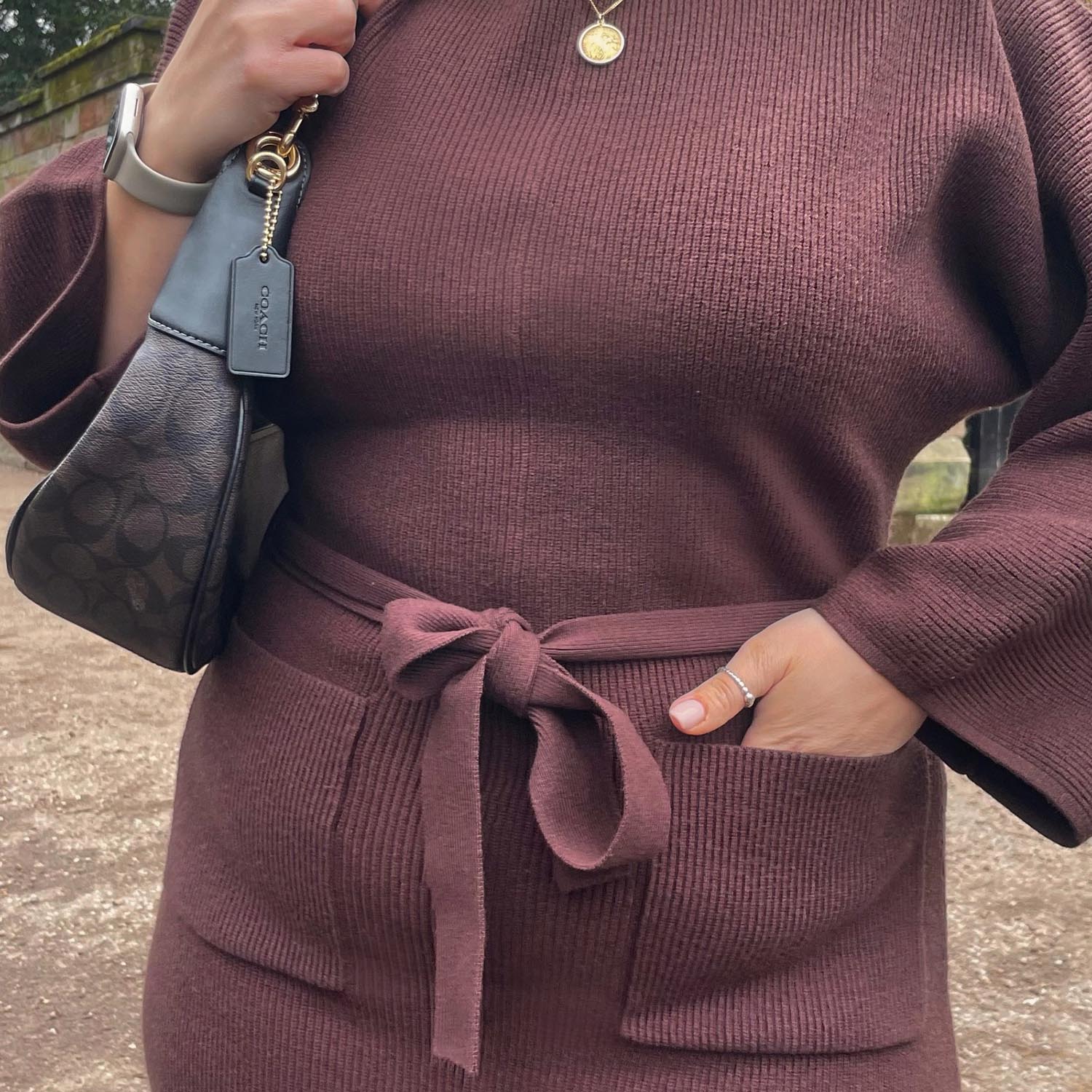 Midi Knitted Cocoon Dress - Hot Chocolate - Image 8