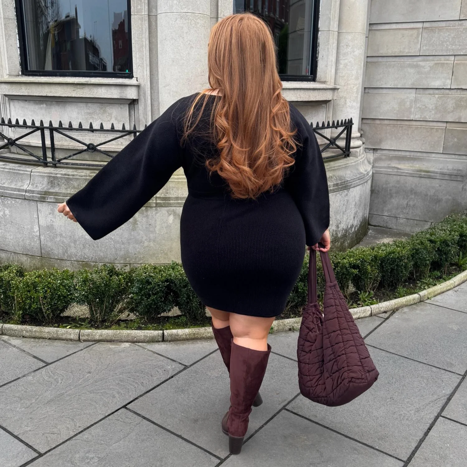 Mini Knitted Cocoon Dress - Black - Image 16