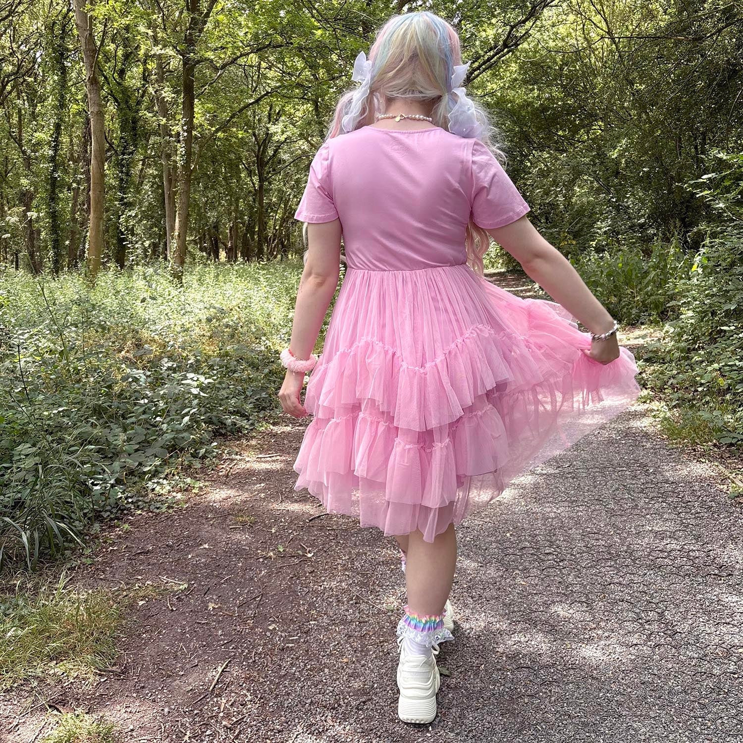 Tee Mesh Dress - Pink Frosting - Image 10