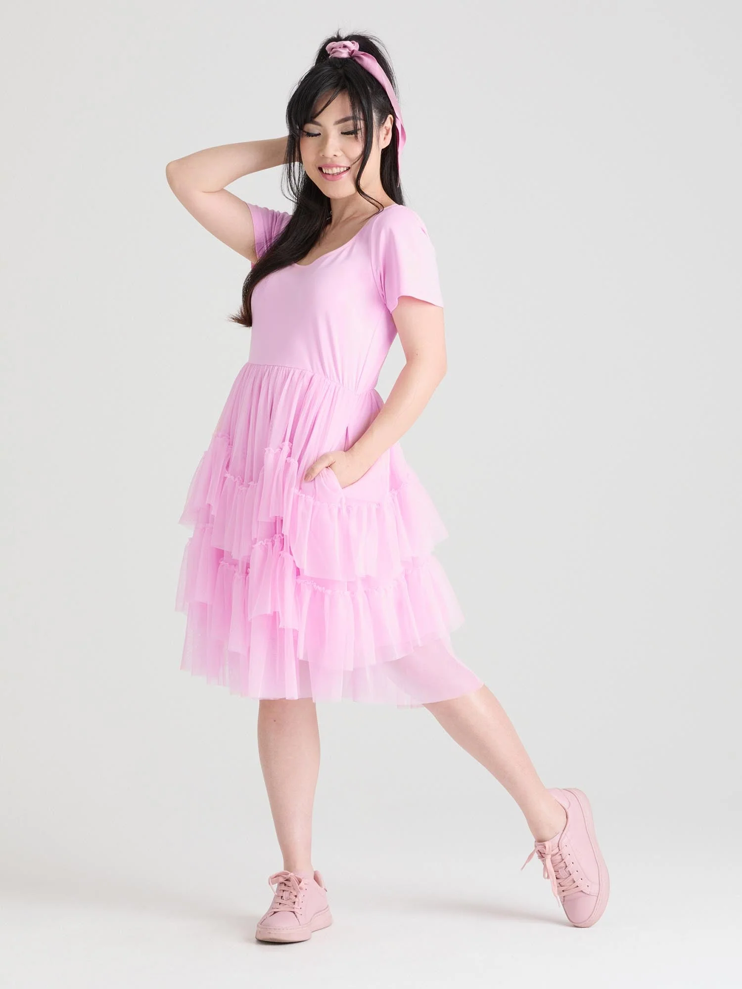 Tee Mesh Dress - Pink Frosting - Image 11