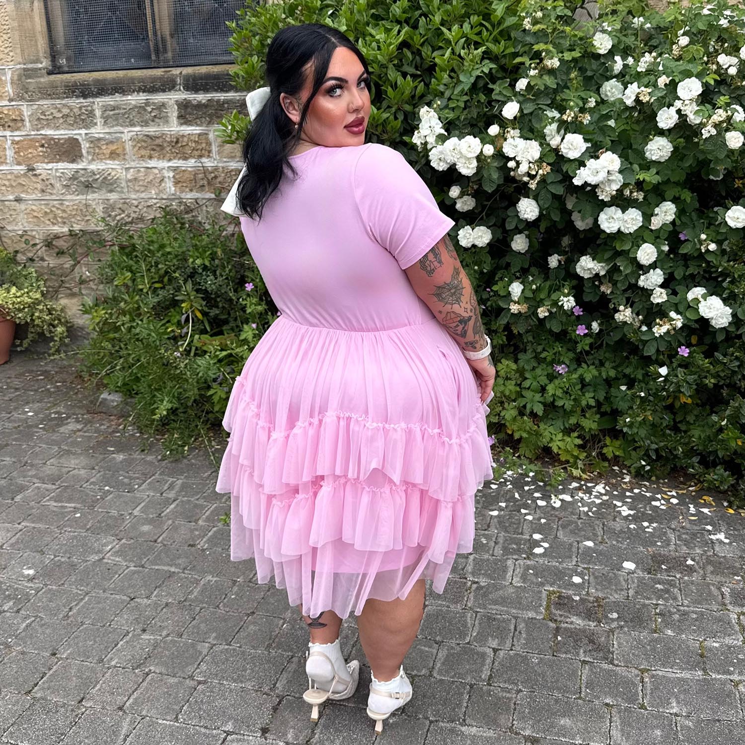 Tee Mesh Dress - Pink Frosting - Image 12