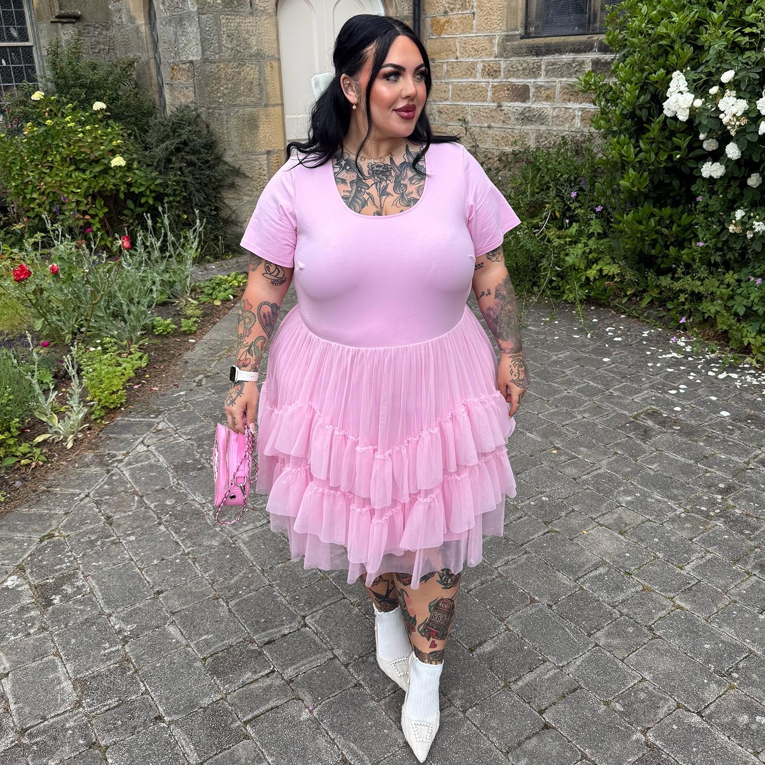 Tee Mesh Dress - Pink Frosting - Image 15