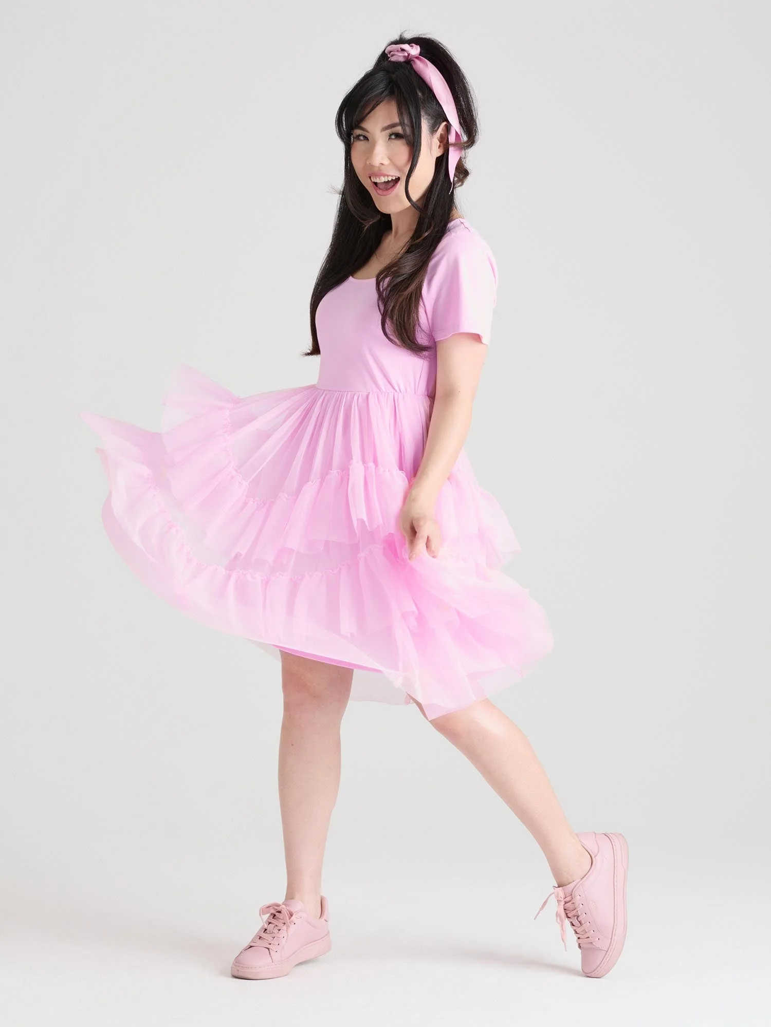 Tee Mesh Dress - Pink Frosting - Image 6