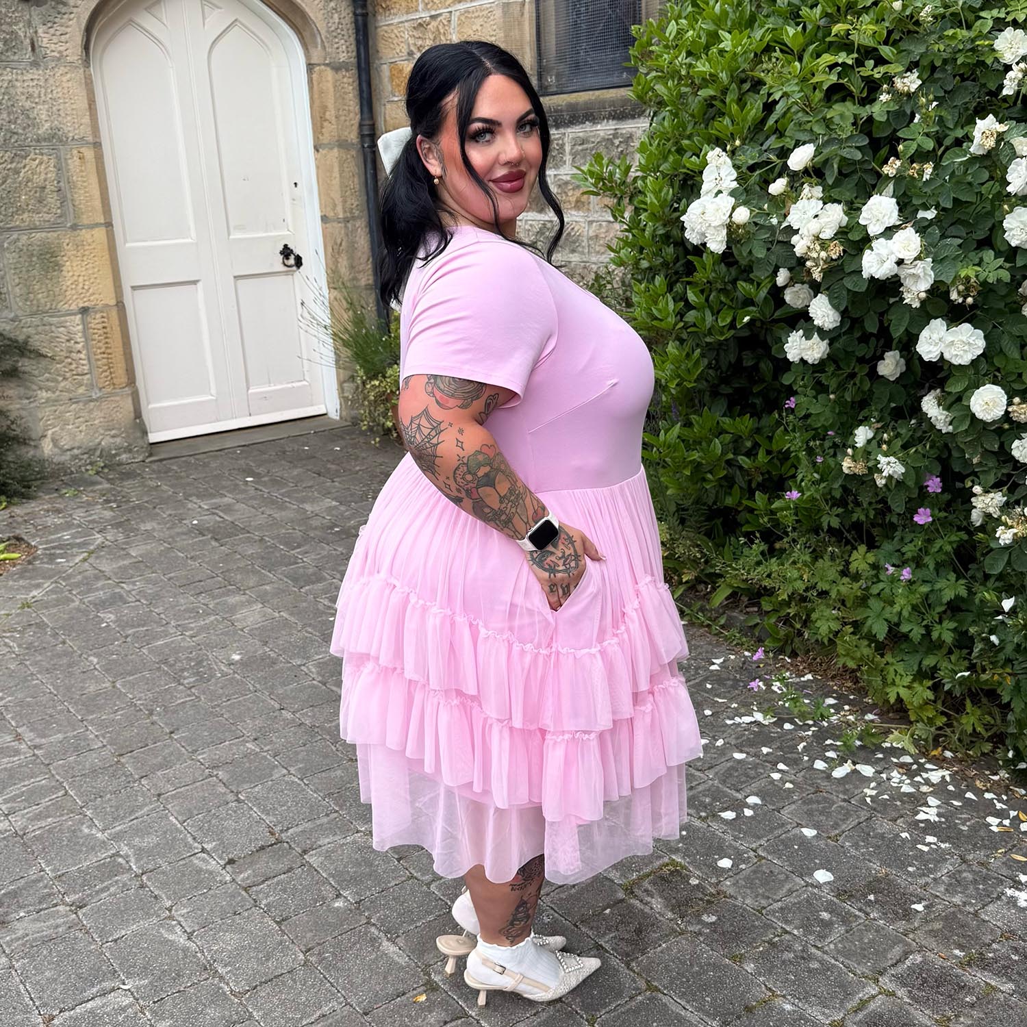 Tee Mesh Dress - Pink Frosting - Image 7