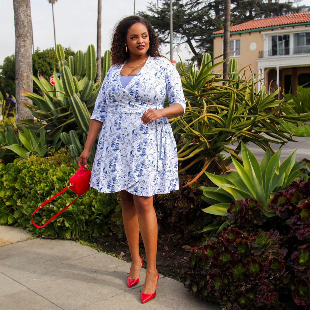 Mini Wrap Dress - Passion au Jardin - L'Amour Bleu - Image 10