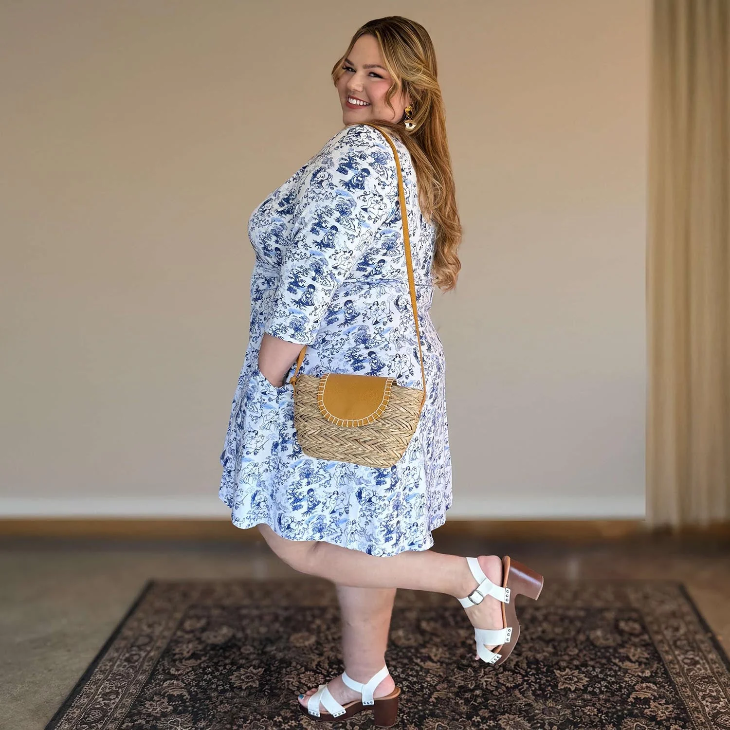 Mini Wrap Dress - Passion au Jardin - L'Amour Bleu - Image 4