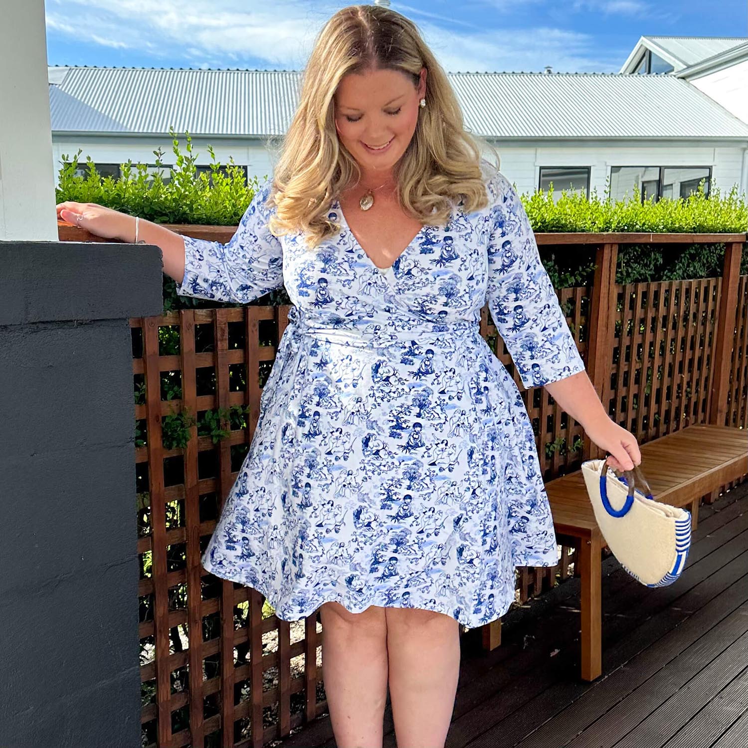 Mini Wrap Dress - Passion au Jardin - L'Amour Bleu - Image 6