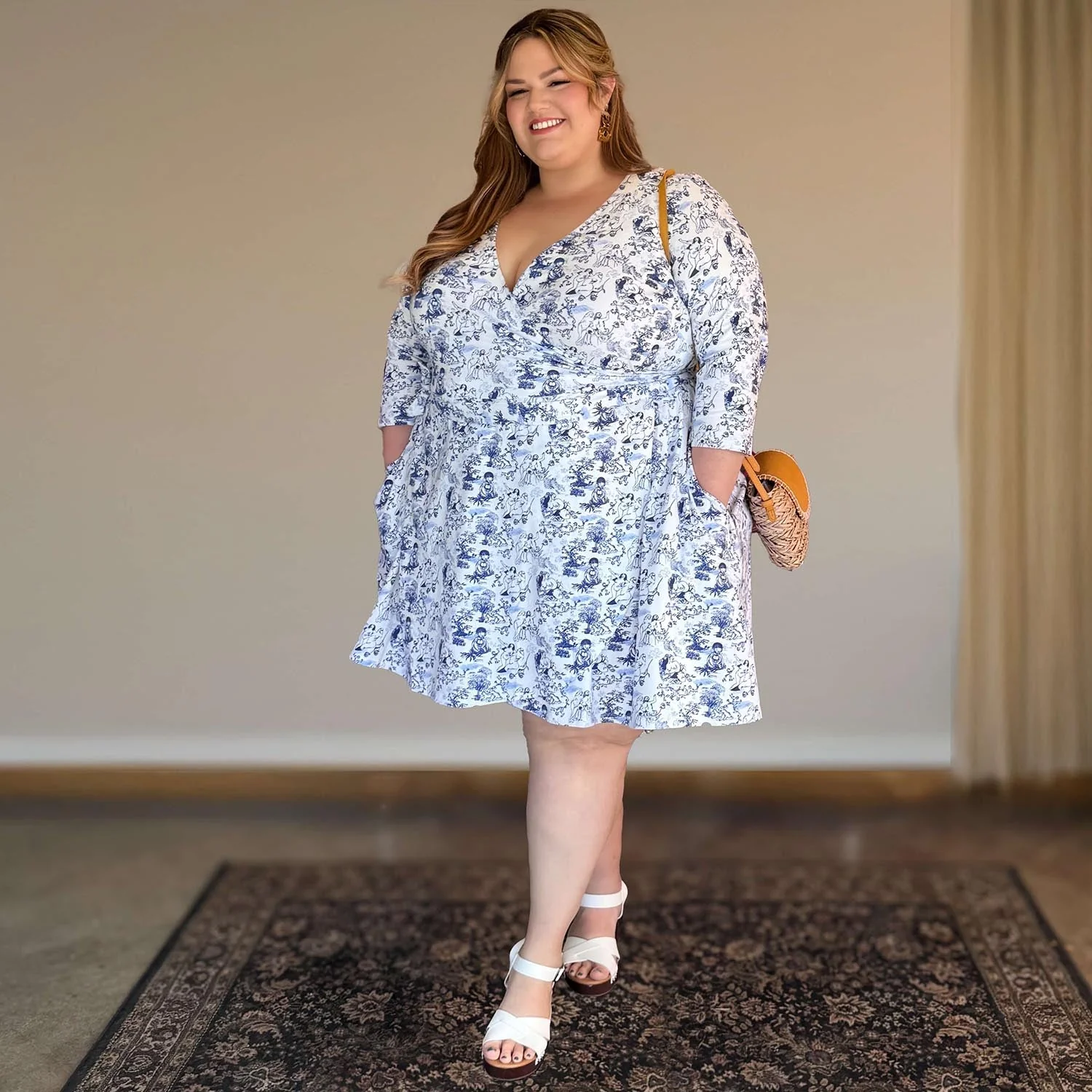 Mini Wrap Dress - Passion au Jardin - L'Amour Bleu - Image 7