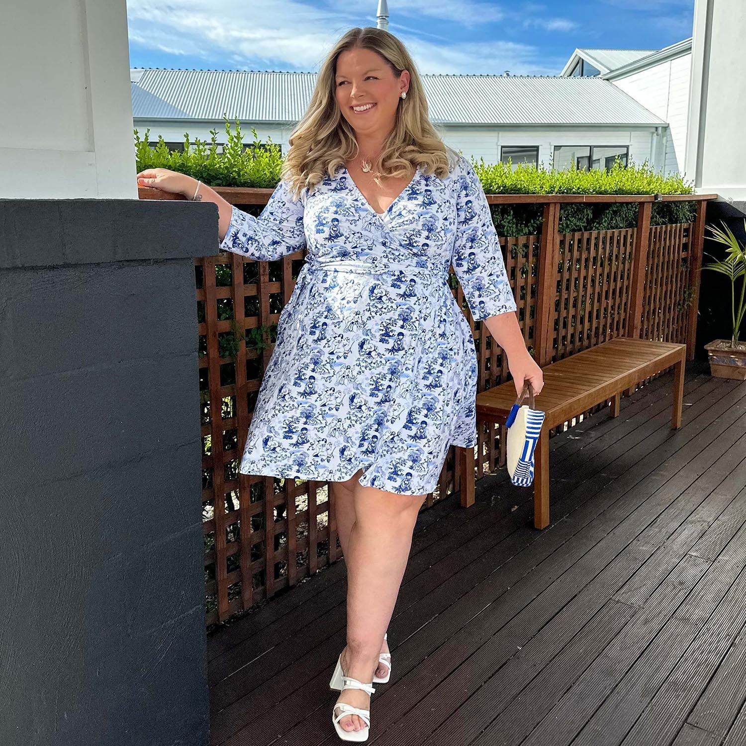 Mini Wrap Dress - Passion au Jardin - L'Amour Bleu - Image 8