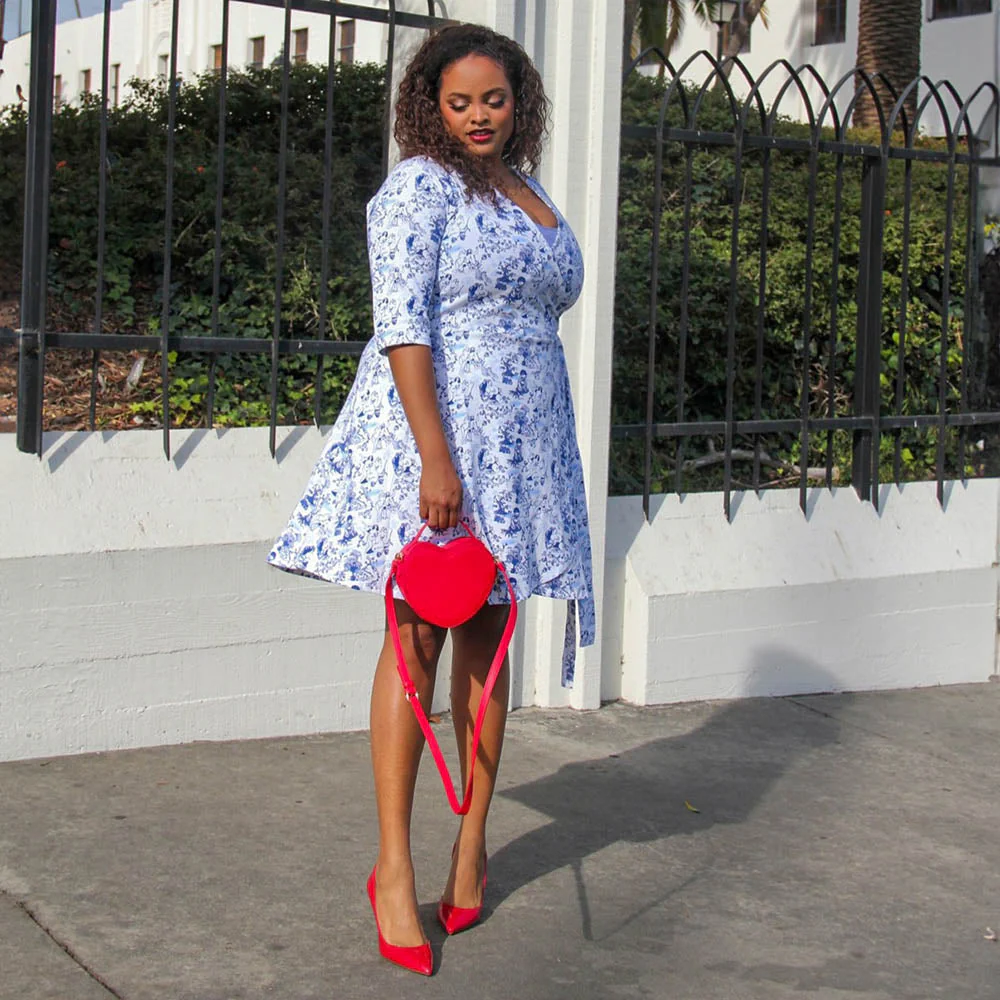 Mini Wrap Dress - Passion au Jardin - L'Amour Bleu - Image 9
