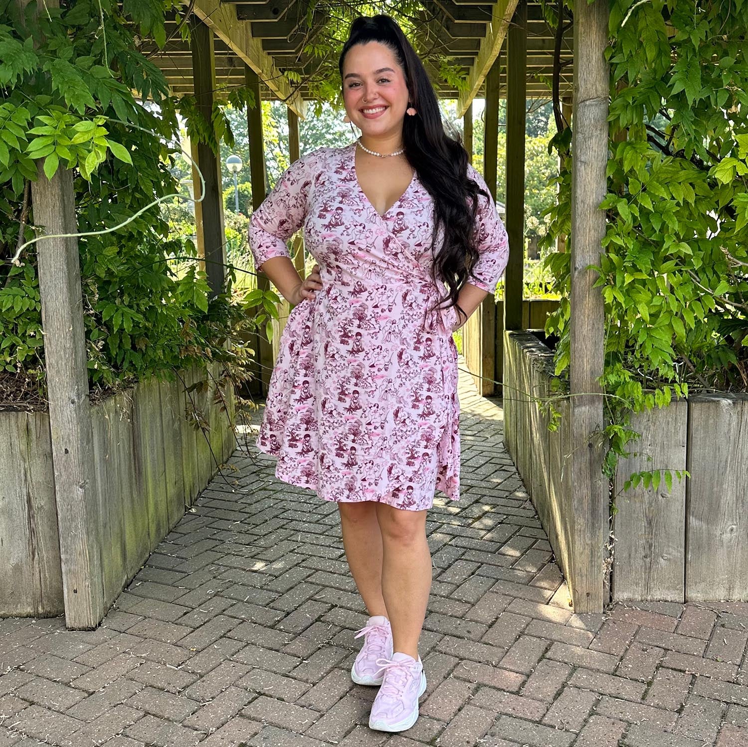 Mini Wrap Dress - Passion au Jardin - L'Amour Rose - Image 10