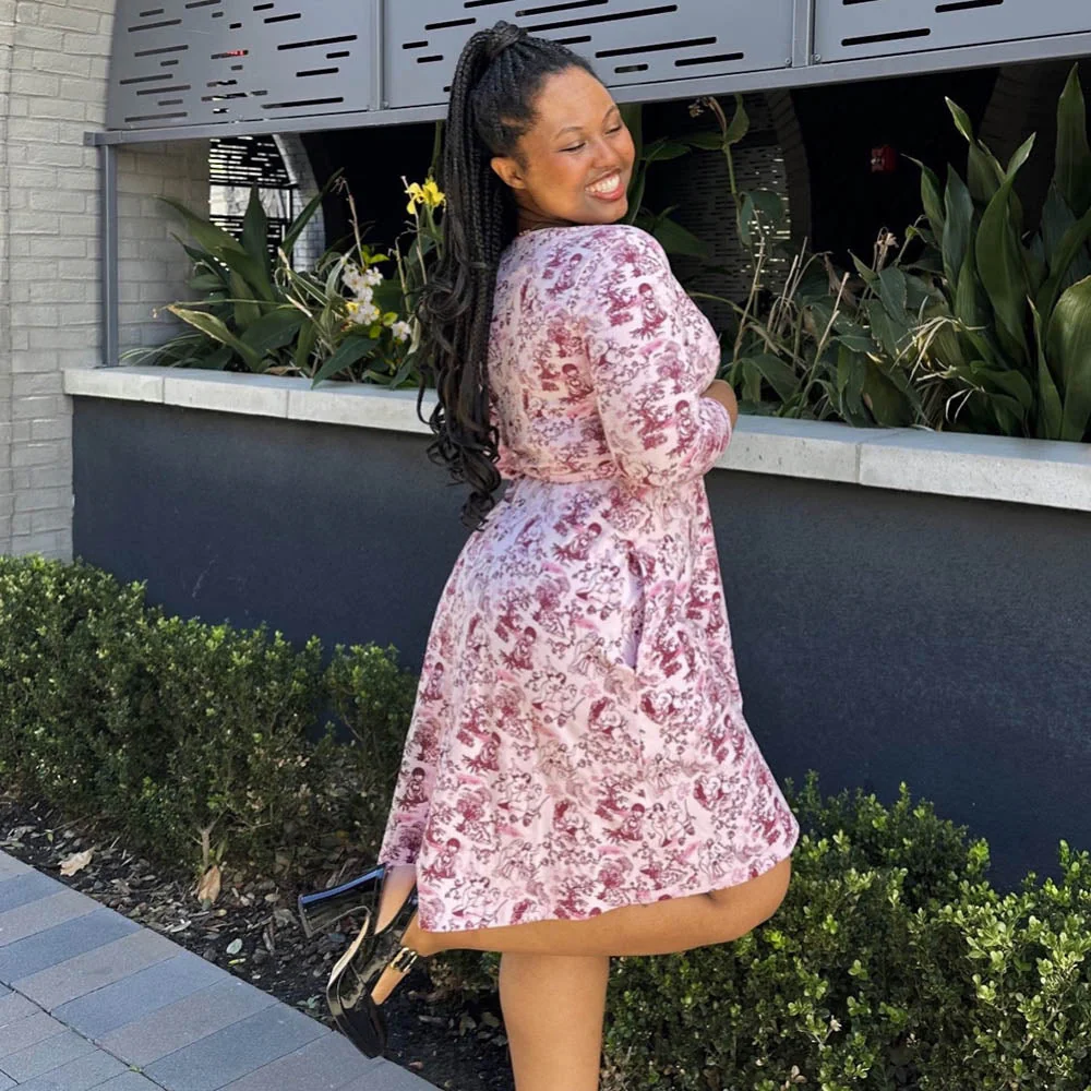 Mini Wrap Dress - Passion au Jardin - L'Amour Rose - Image 11