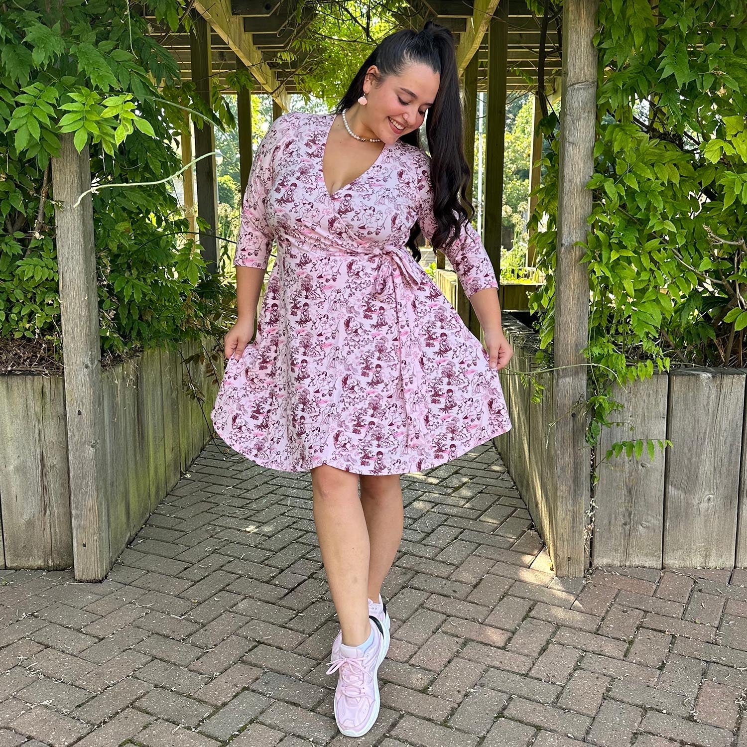 Mini Wrap Dress - Passion au Jardin - L'Amour Rose - Image 12