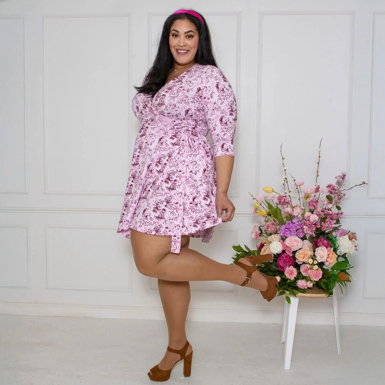Mini Wrap Dress - Passion au Jardin - L'Amour Rose - Image 14