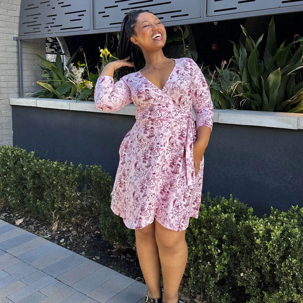 Mini Wrap Dress - Passion au Jardin - L'Amour Rose - Image 16