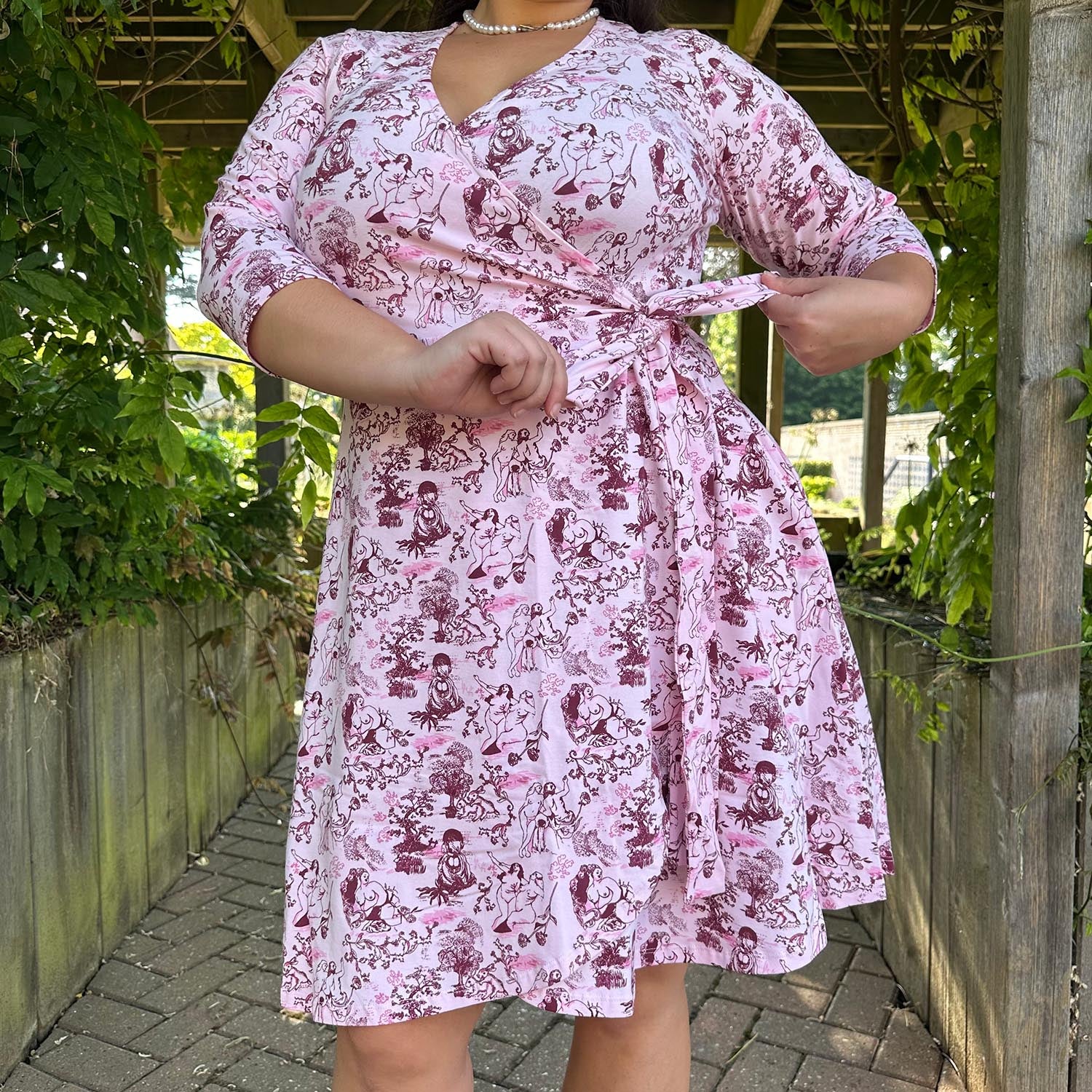 Mini Wrap Dress - Passion au Jardin - L'Amour Rose - Image 4