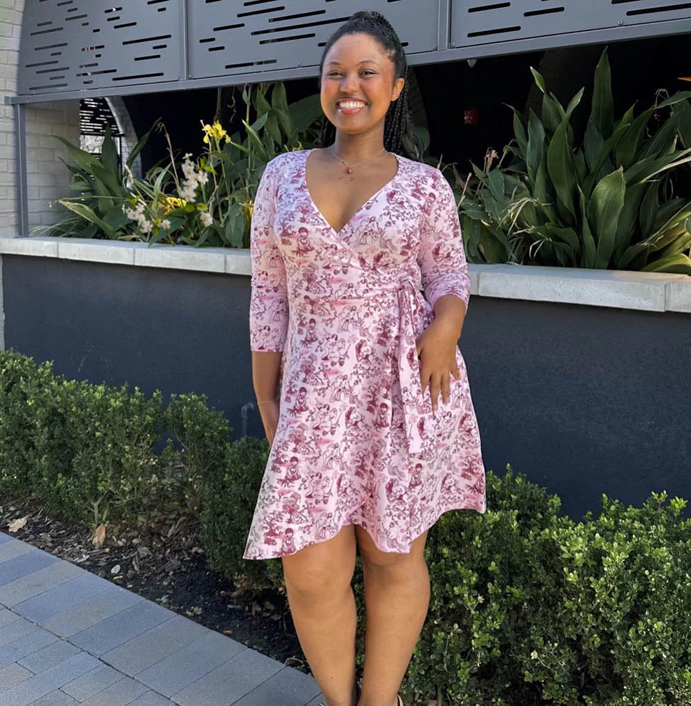 Mini Wrap Dress - Passion au Jardin - L'Amour Rose - Image 5