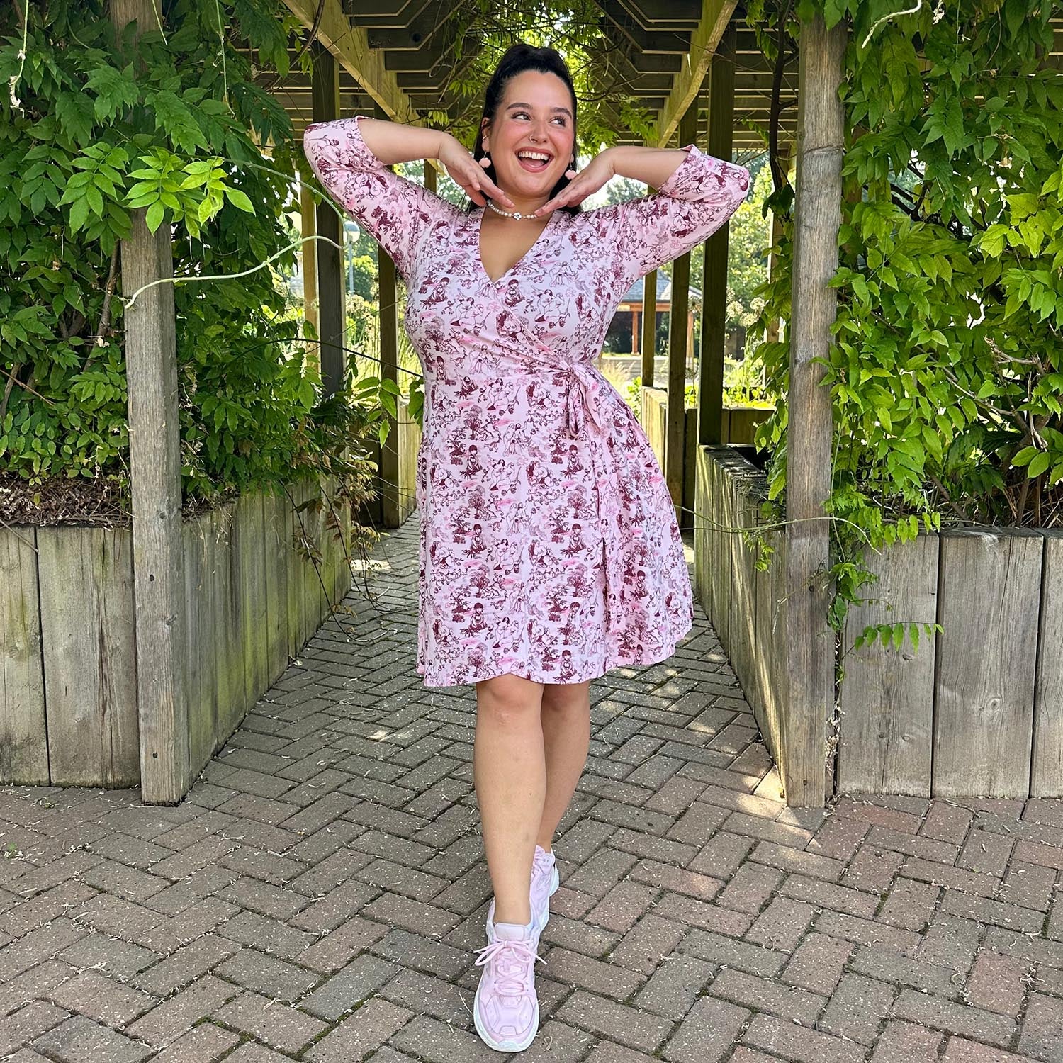 Mini Wrap Dress - Passion au Jardin - L'Amour Rose - Image 6