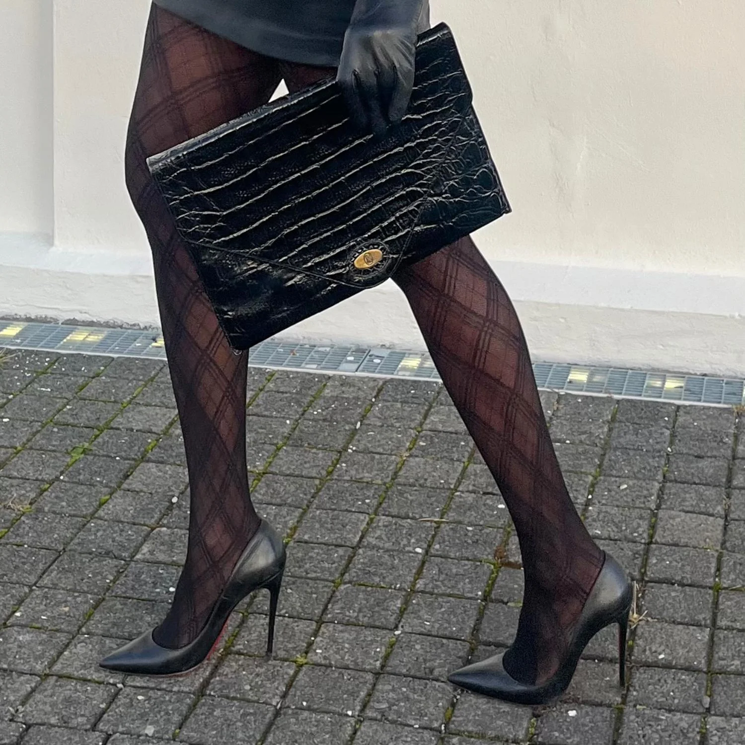 Mixed Denier Tights - Midnight Plaid - Image 3