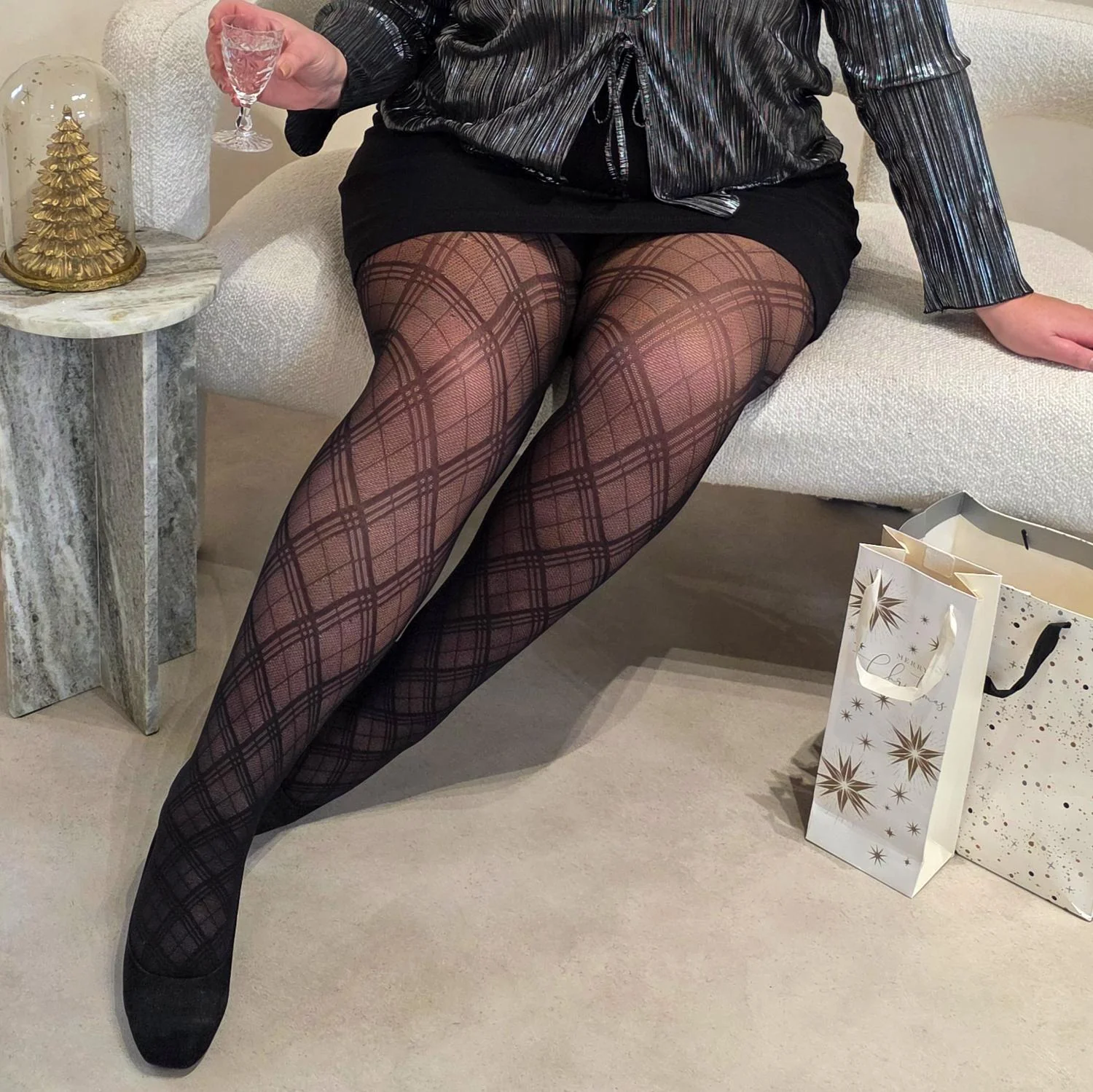 Mixed Denier Tights - Midnight Plaid - Image 5