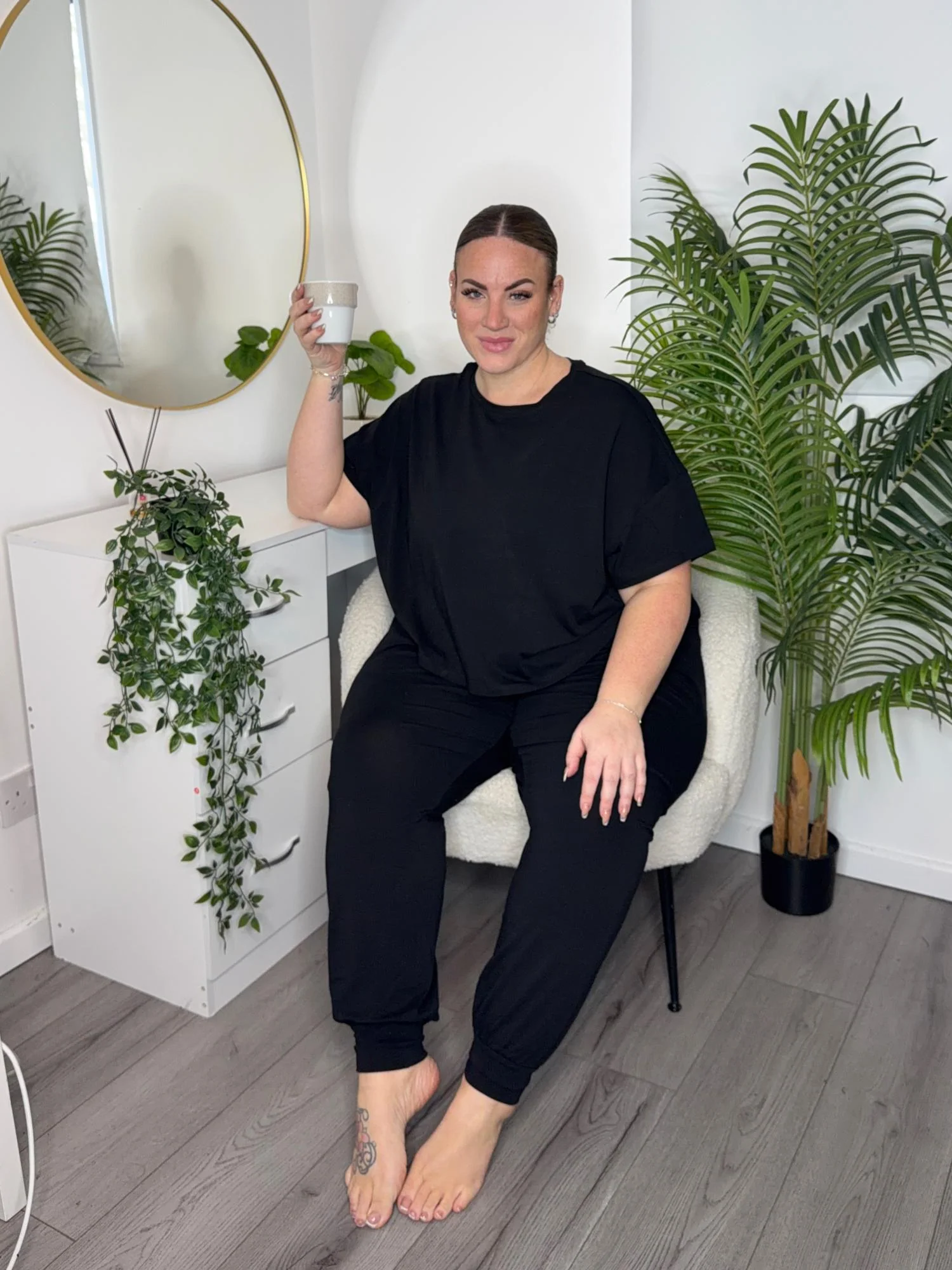 Organic Cotton PJ Bottoms - Plain Black - Image 4