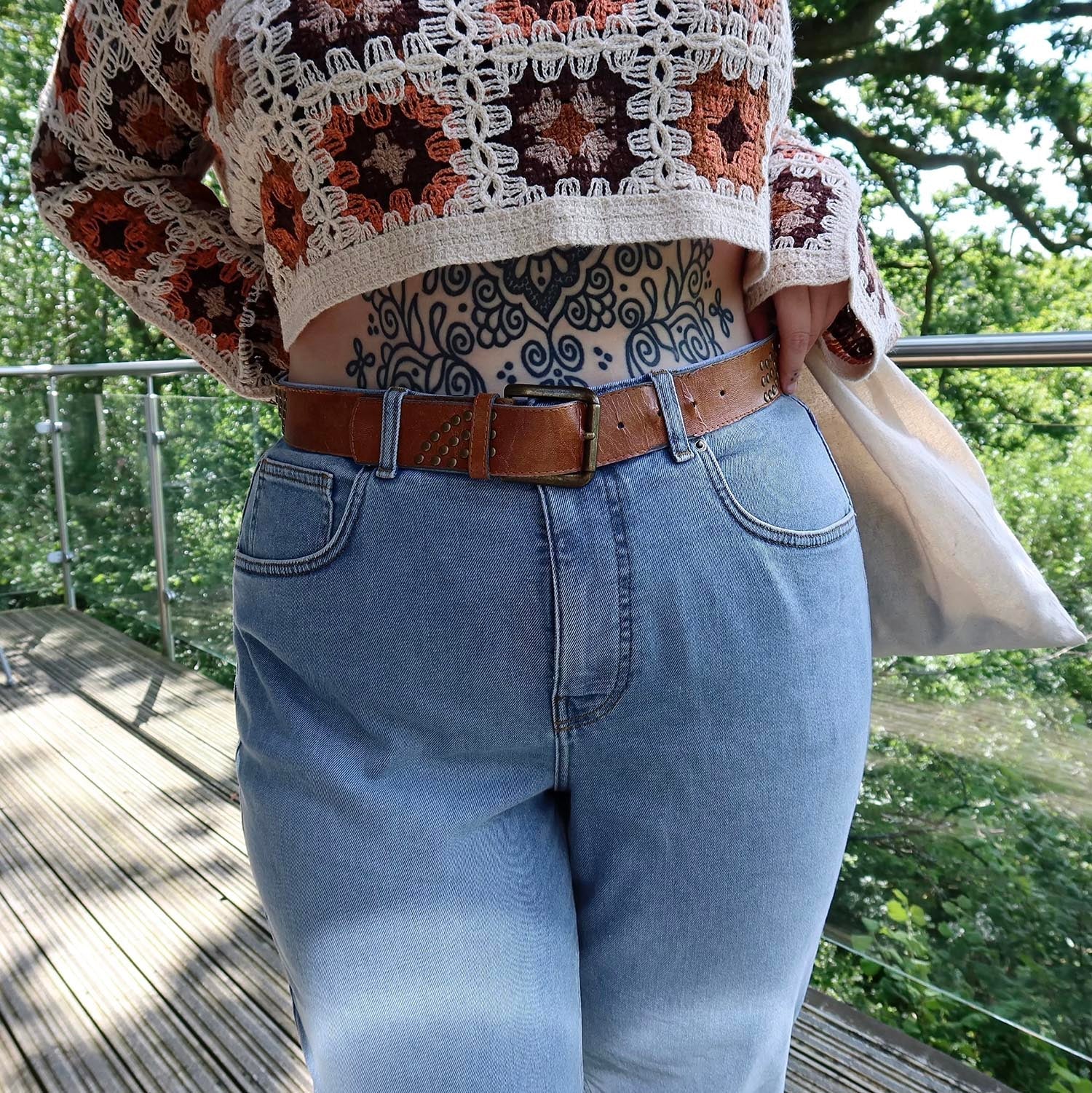 Organic Mom Jeans - Aegean - Image 10