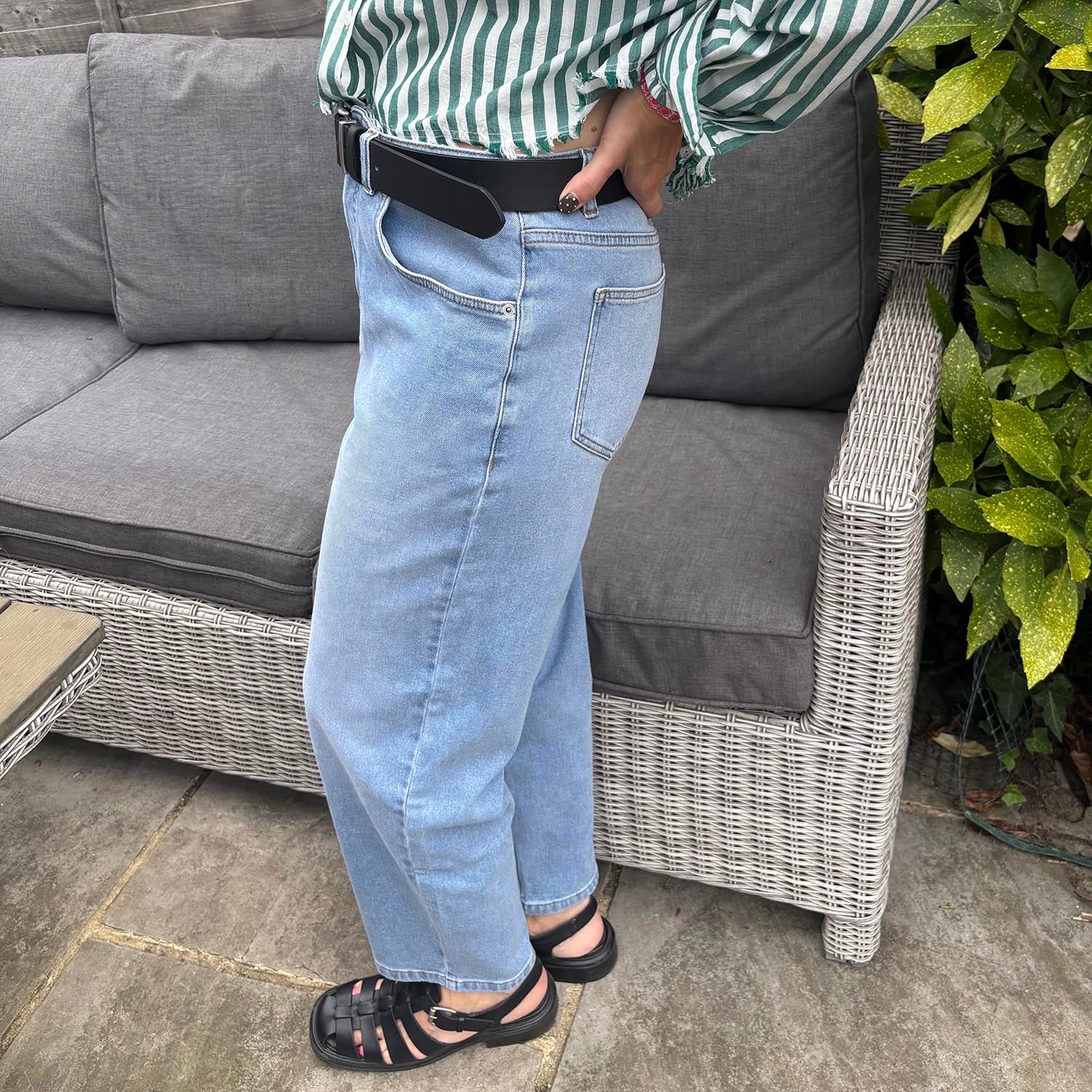 Organic Mom Jeans - Aegean - Image 11
