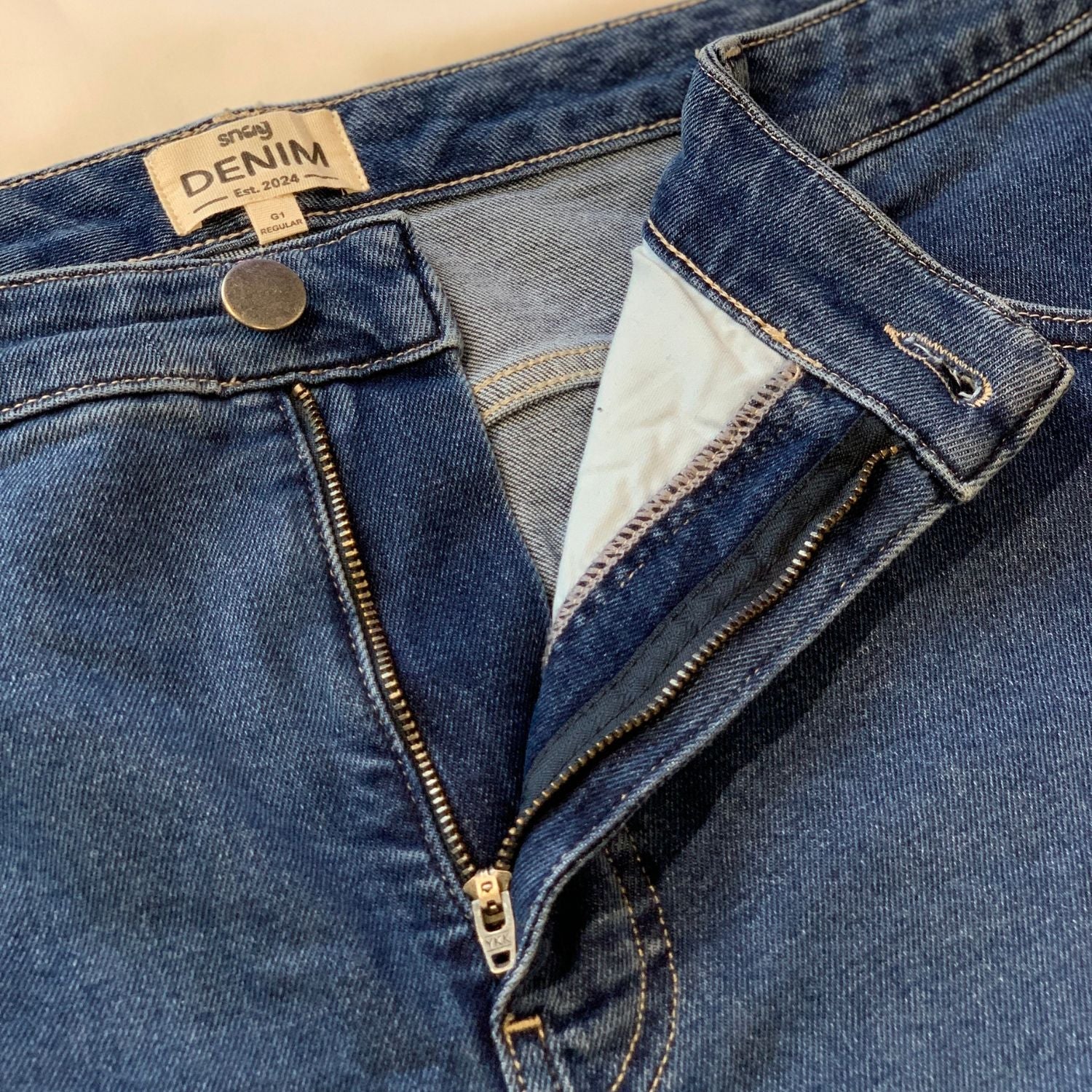 Organic Mom Jeans - Aegean - Image 16