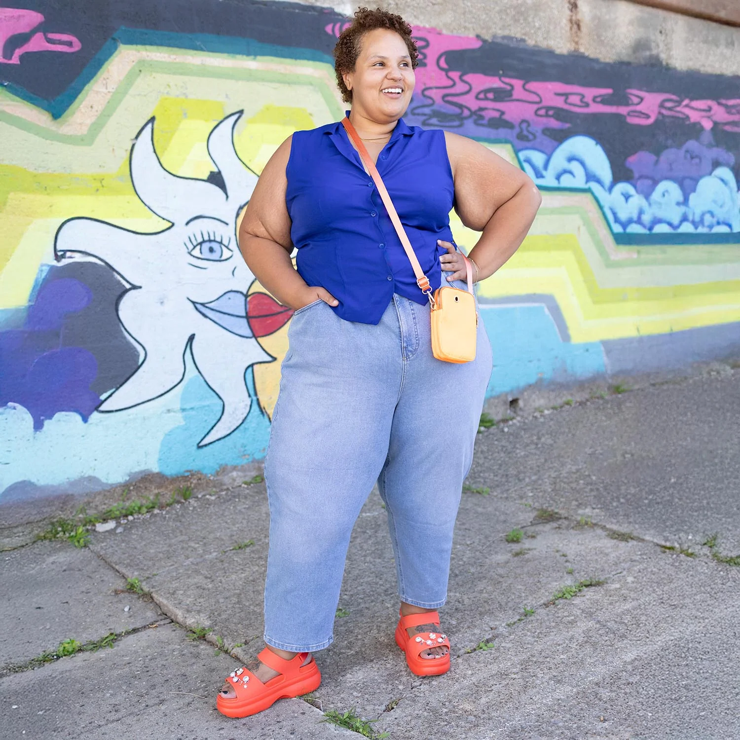 Organic Mom Jeans - Aegean - Image 3