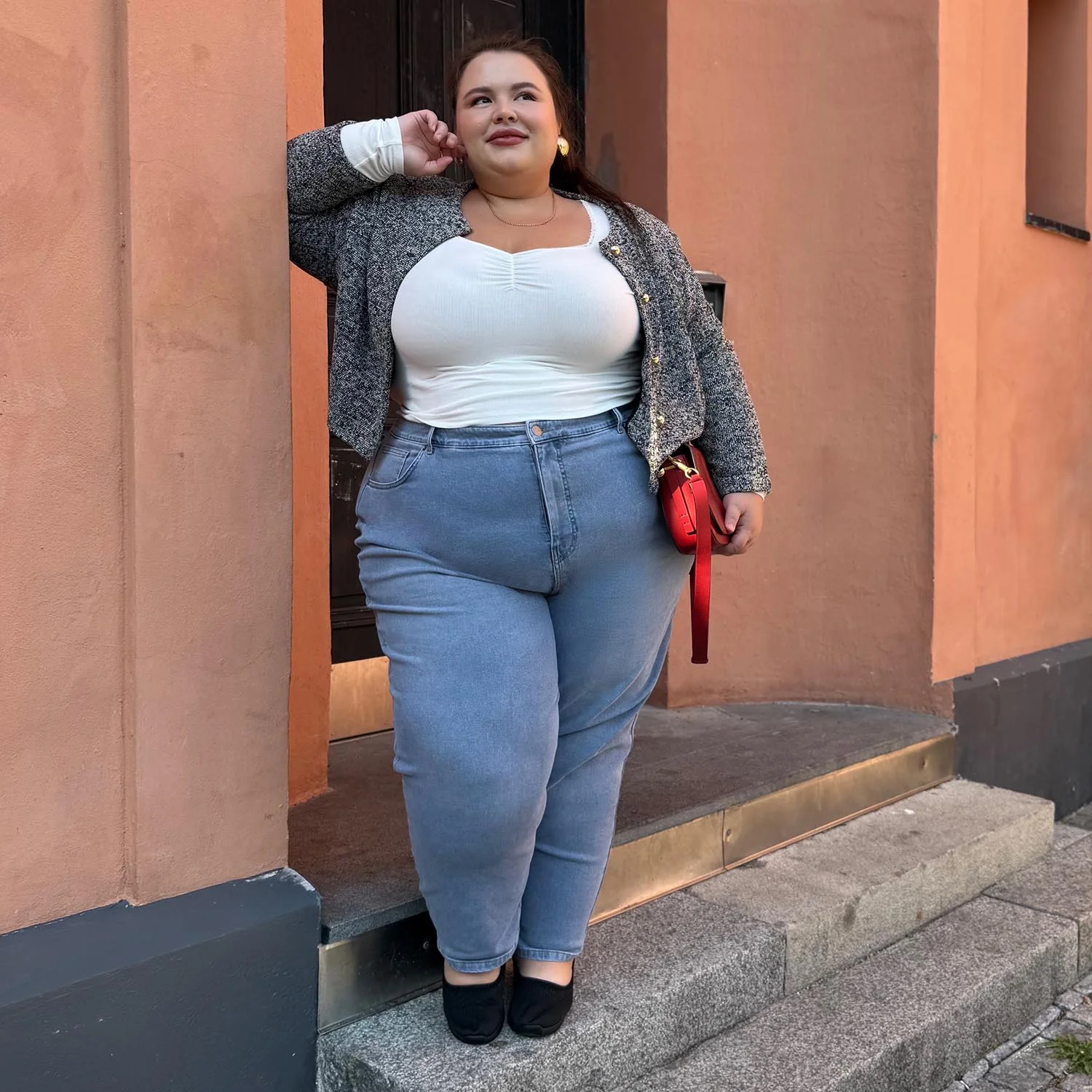 Organic Mom Jeans - Aegean - Image 7