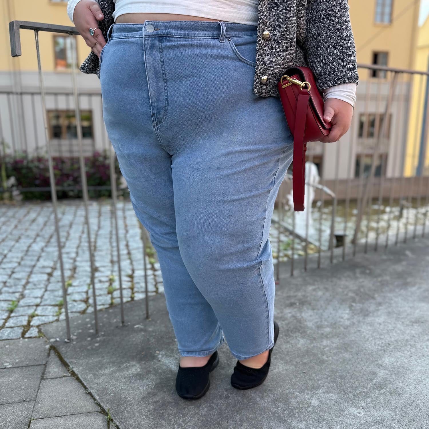 Organic Mom Jeans - Aegean - Image 8