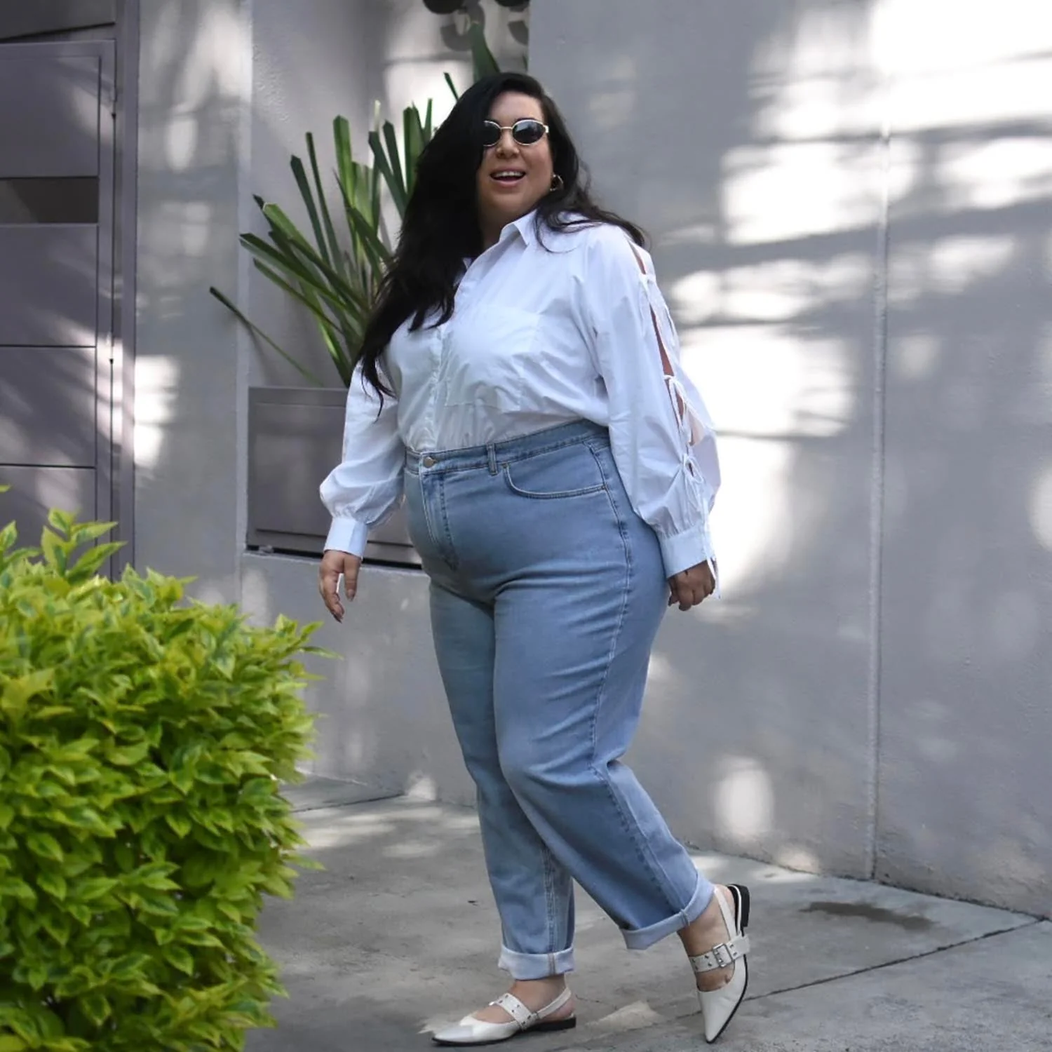 Organic Mom Jeans - Aegean - Image 9