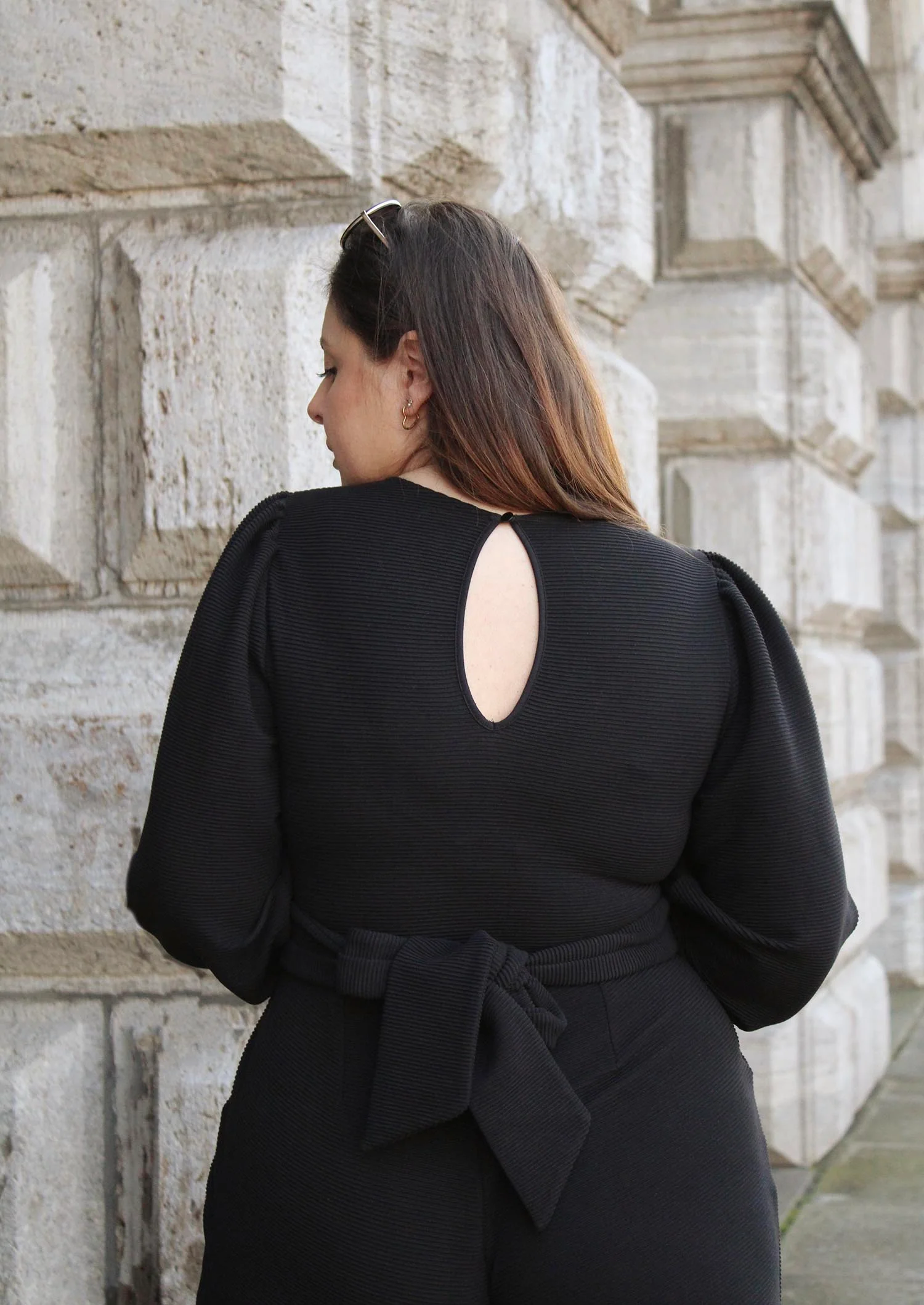 Ottoman Long Sleeve Wrap Jumpsuit - Black - Image 5