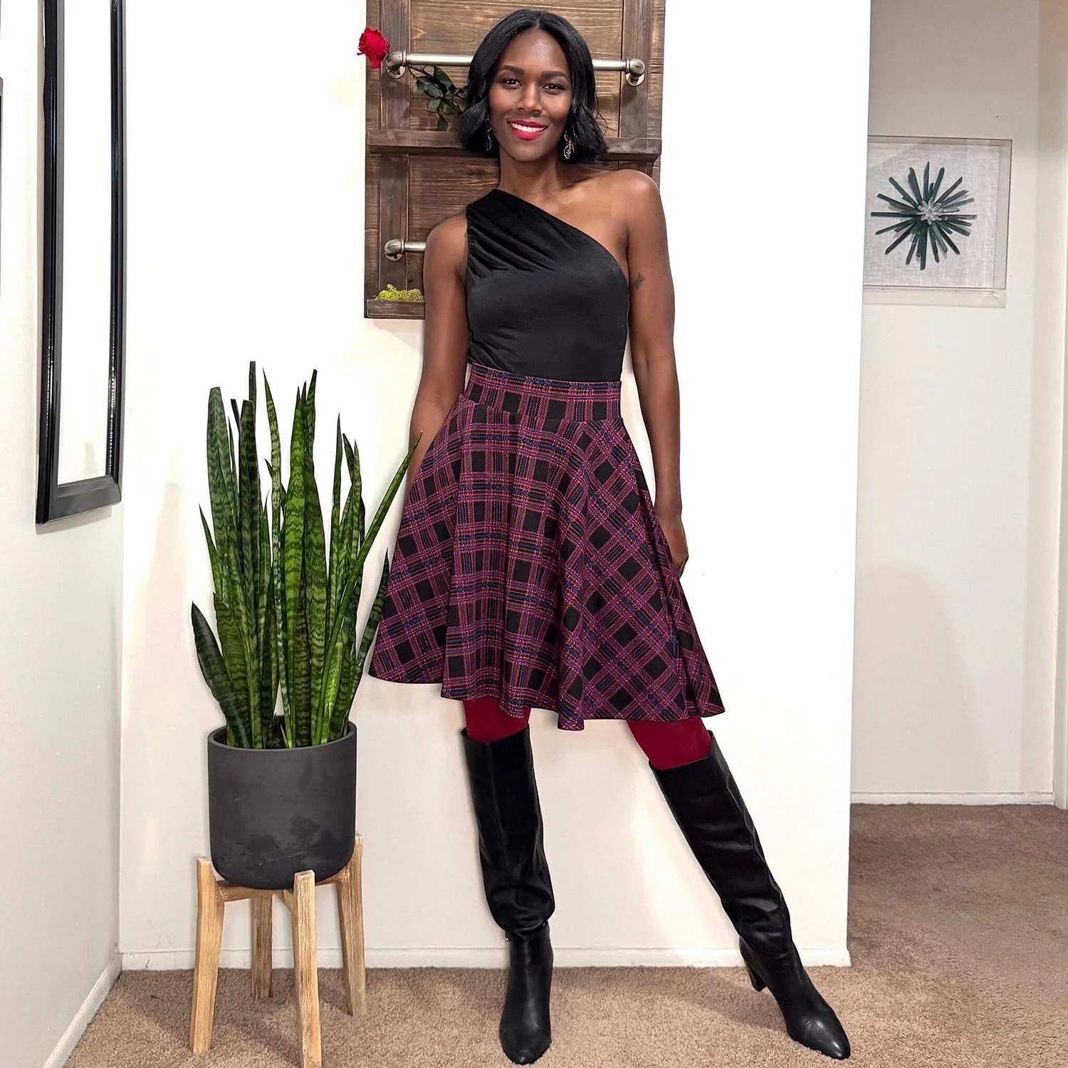 Plaid Flare Skirt - Ember - Image 10