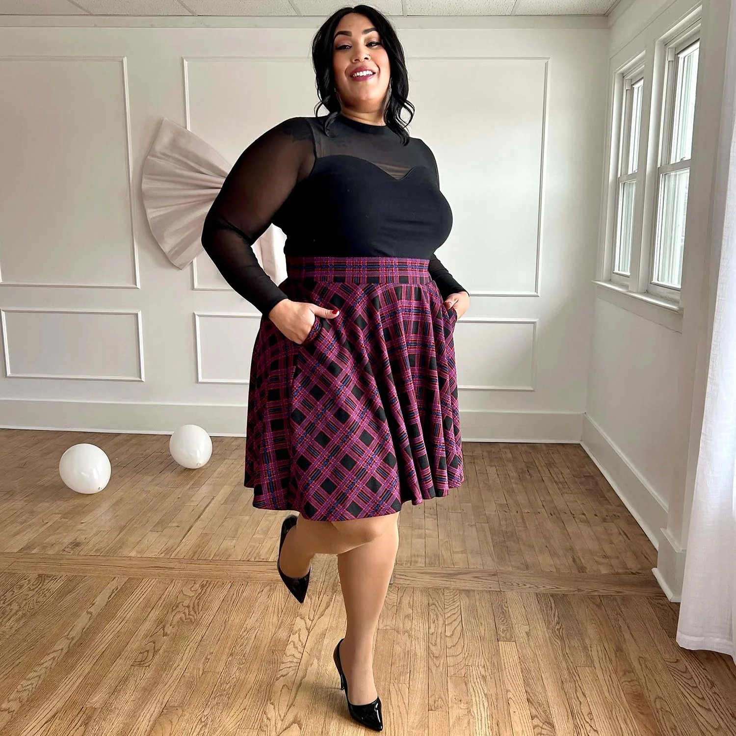 Plaid Flare Skirt - Ember - Image 11