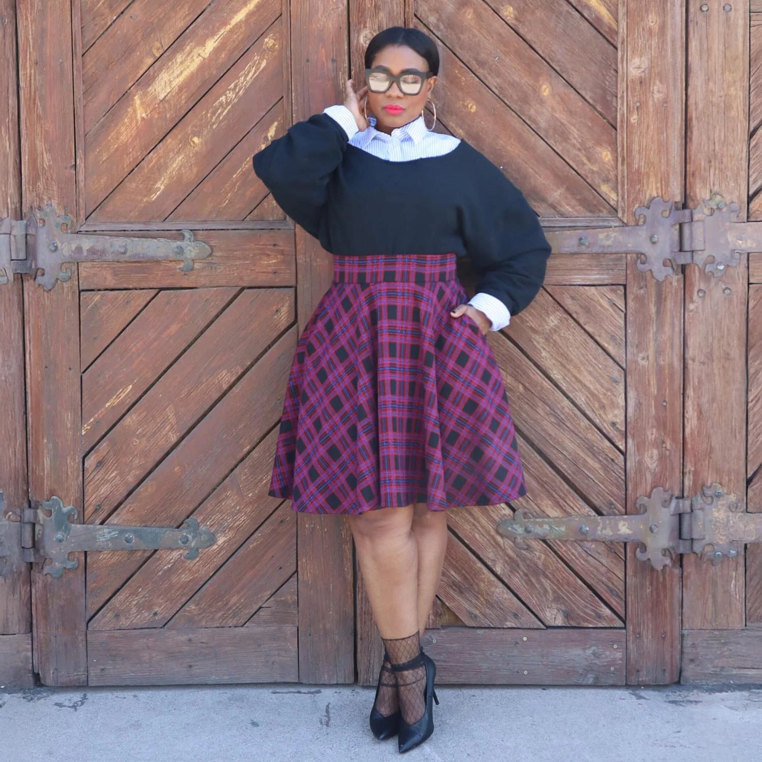 Plaid Flare Skirt - Ember - Image 13