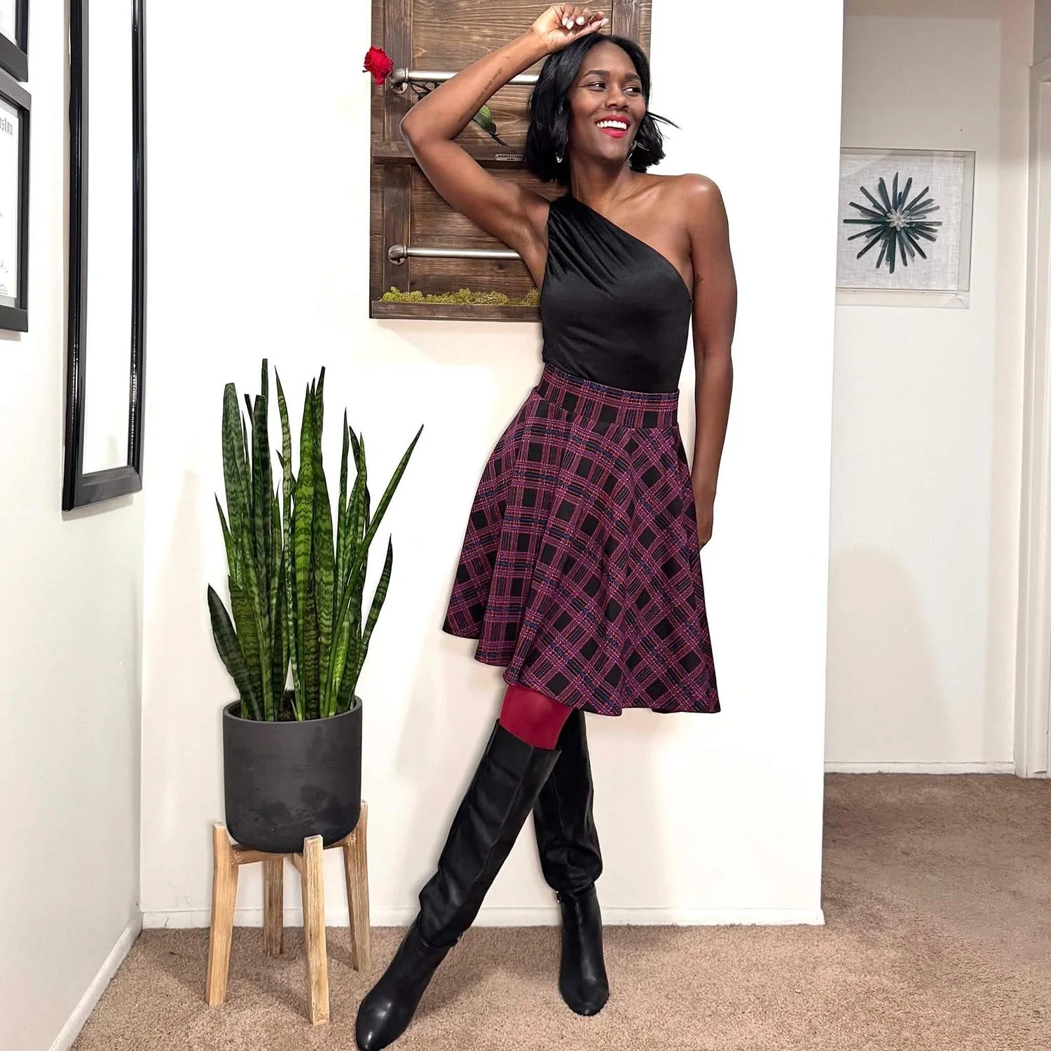 Plaid Flare Skirt - Ember - Image 14