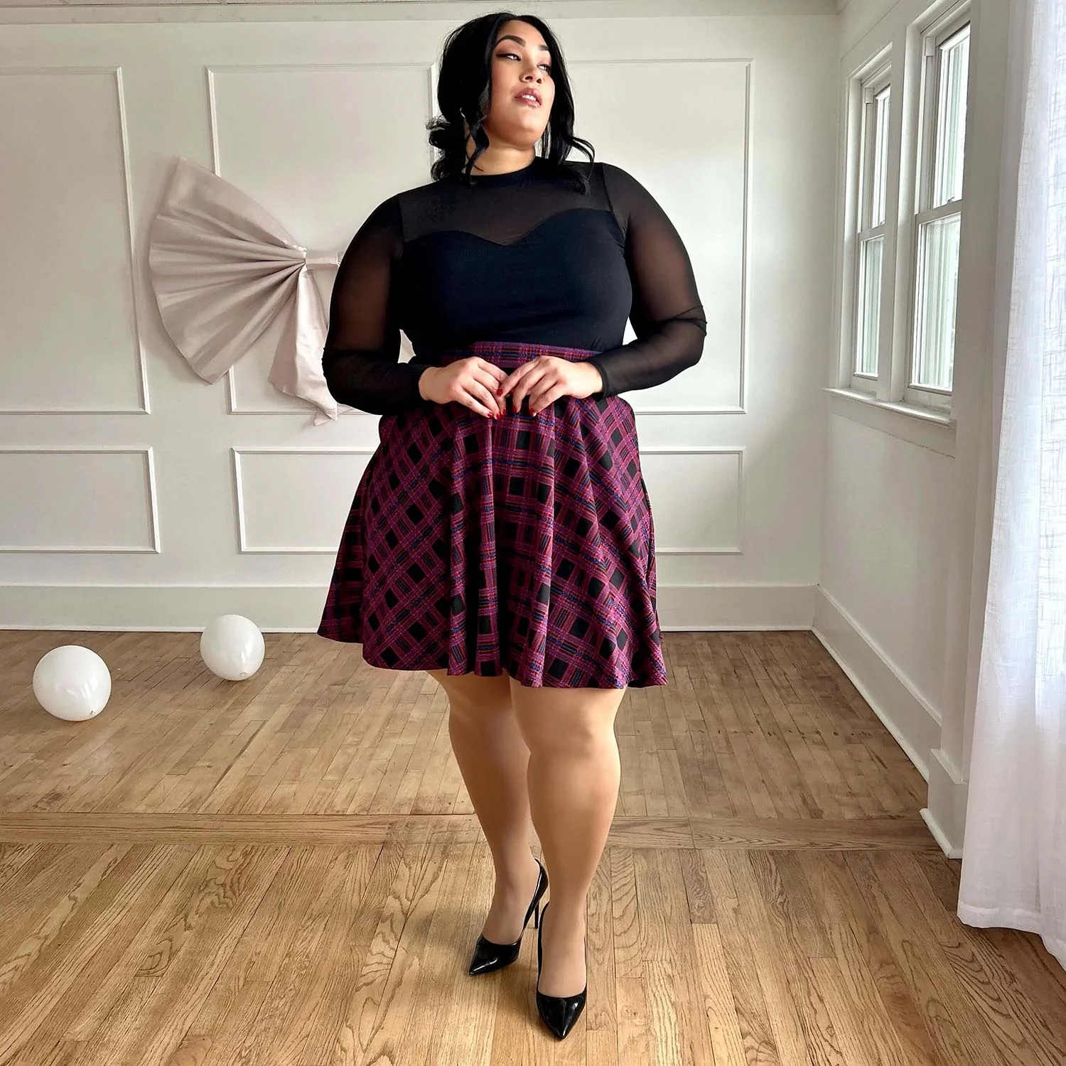 Plaid Flare Skirt - Ember - Image 15