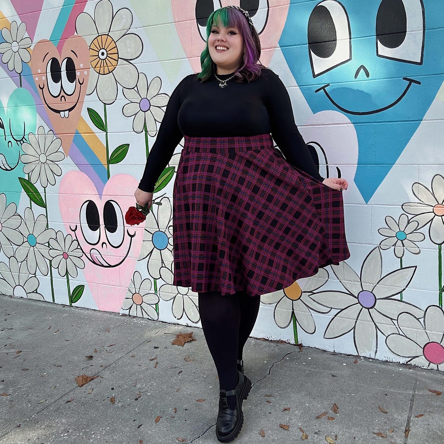 Plaid Flare Skirt - Ember - Image 16