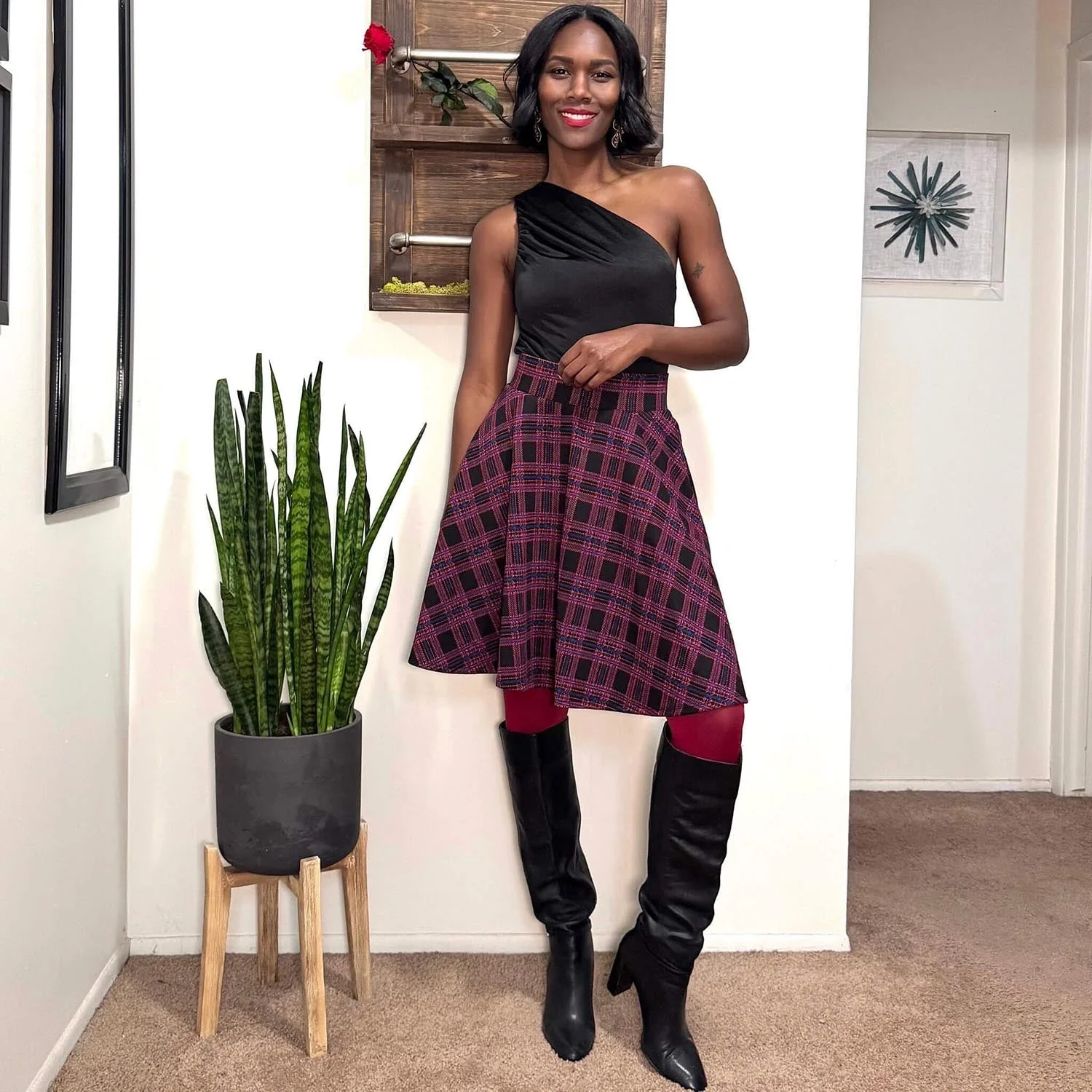 Plaid Flare Skirt - Ember - Image 18
