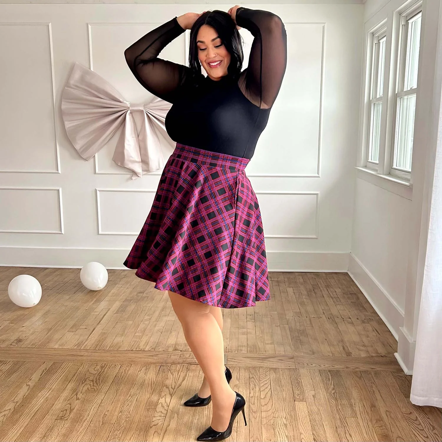 Plaid Flare Skirt - Ember - Image 19