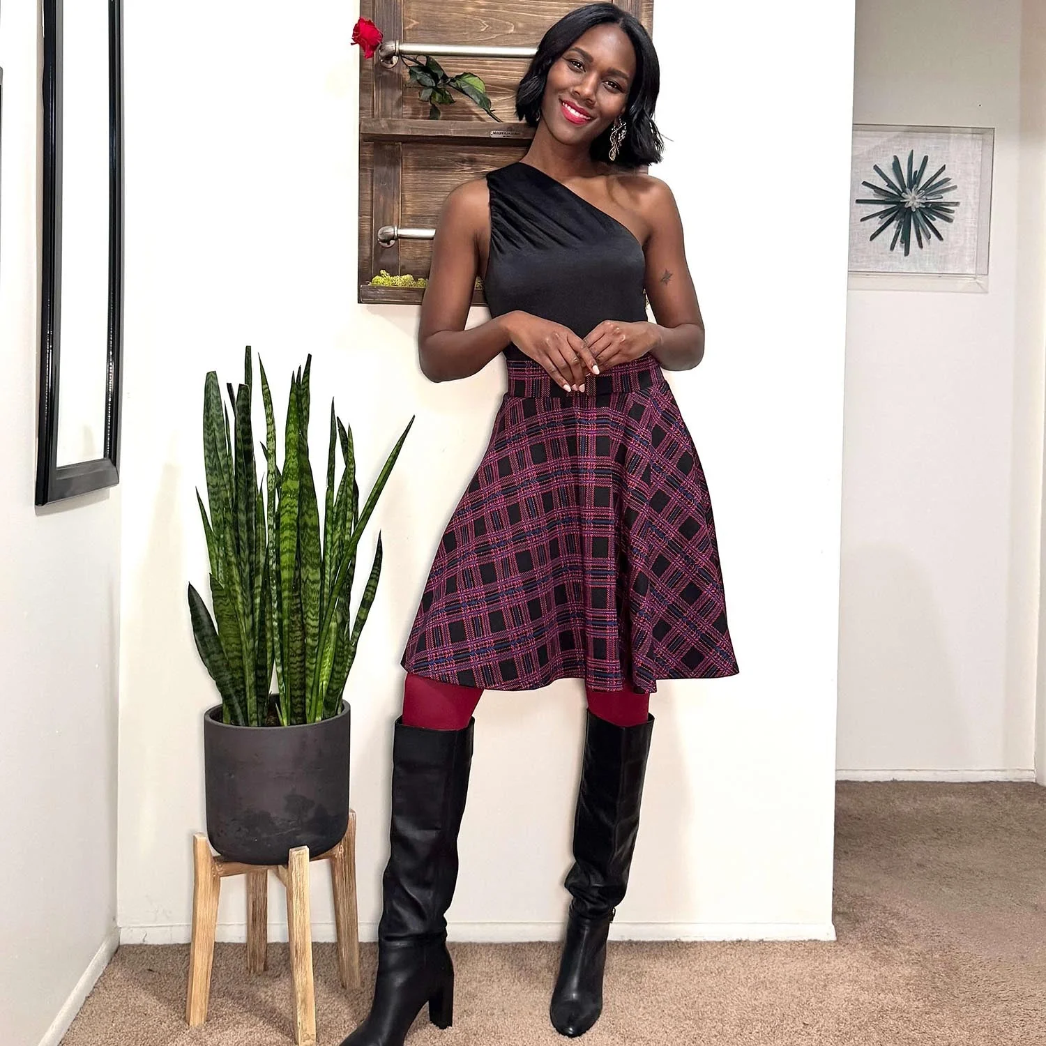 Plaid Flare Skirt - Ember - Image 4