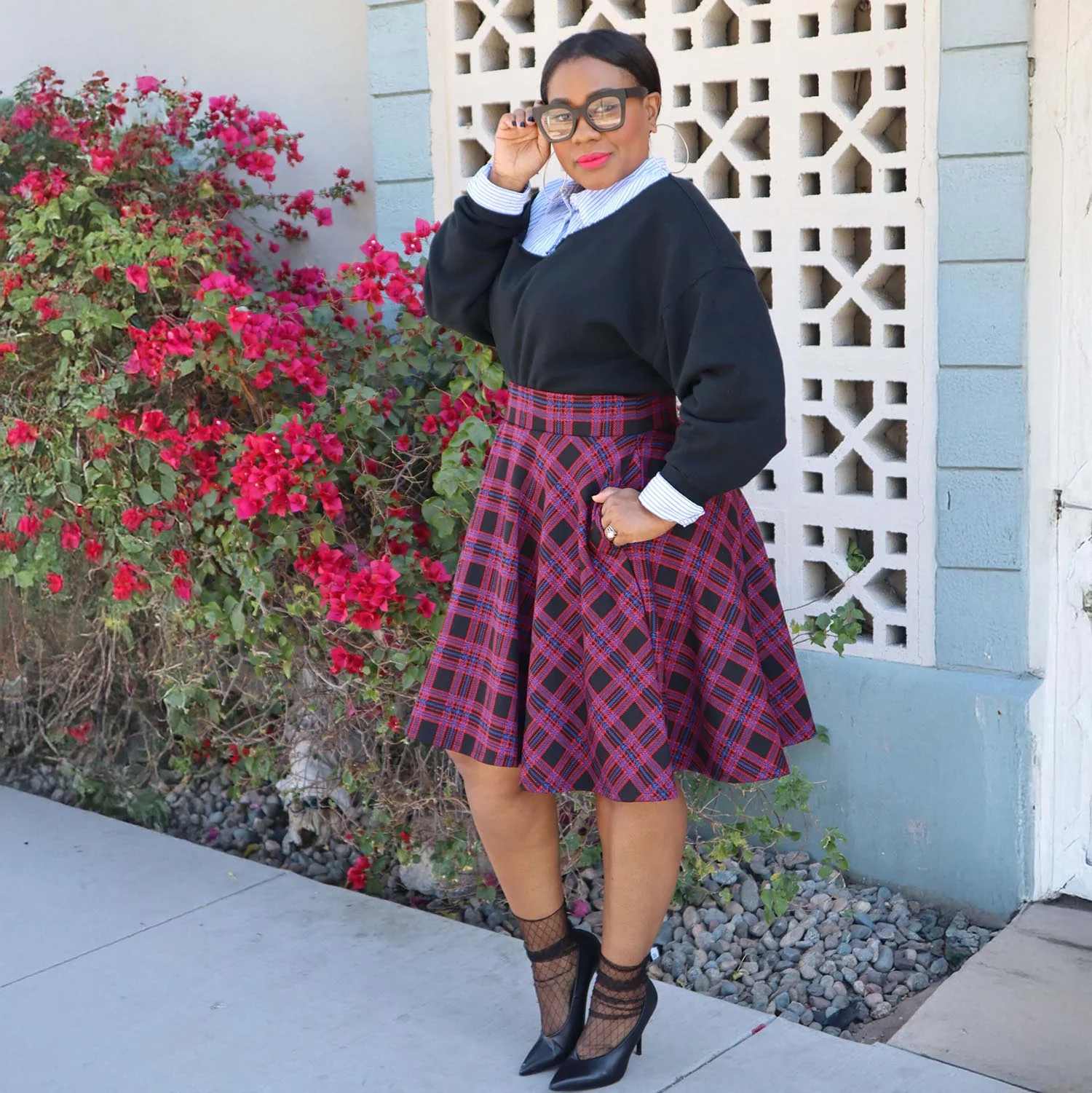 Plaid Flare Skirt - Ember - Image 6
