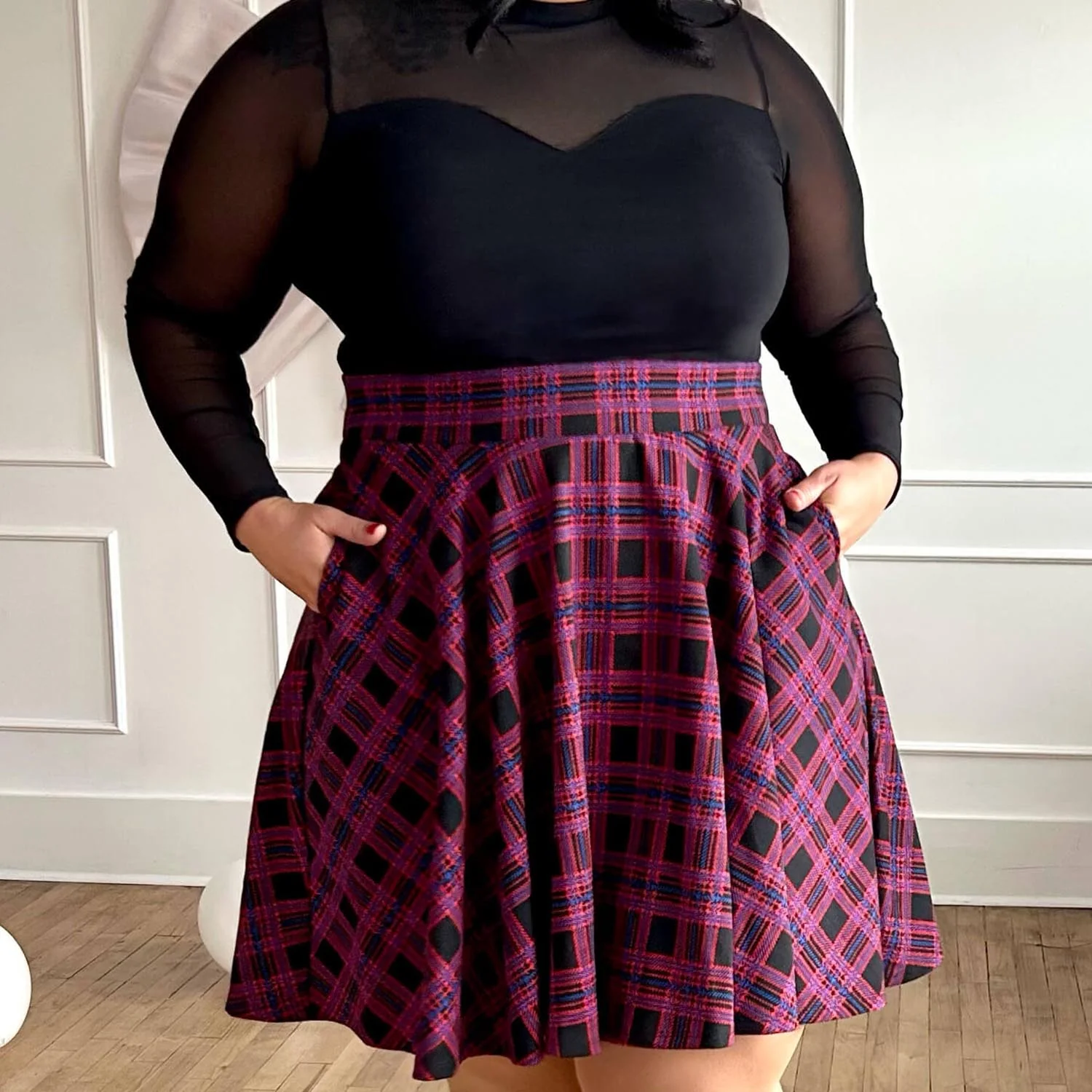 Plaid Flare Skirt - Ember - Image 7