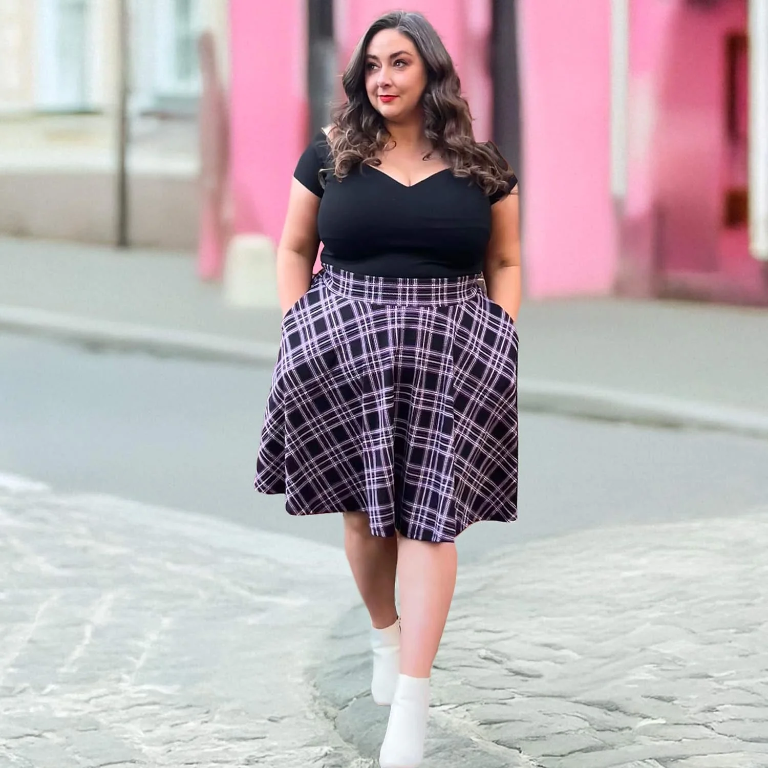 Plaid Flare Skirt - Moorland - Image 11