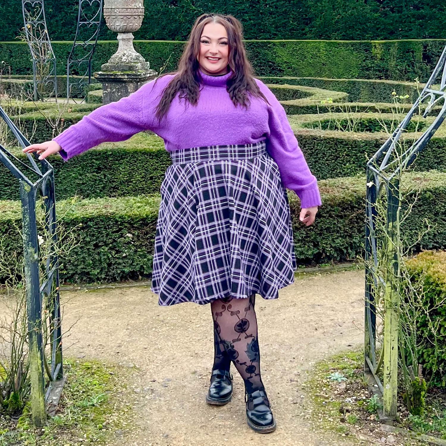 Plaid Flare Skirt - Moorland - Image 2