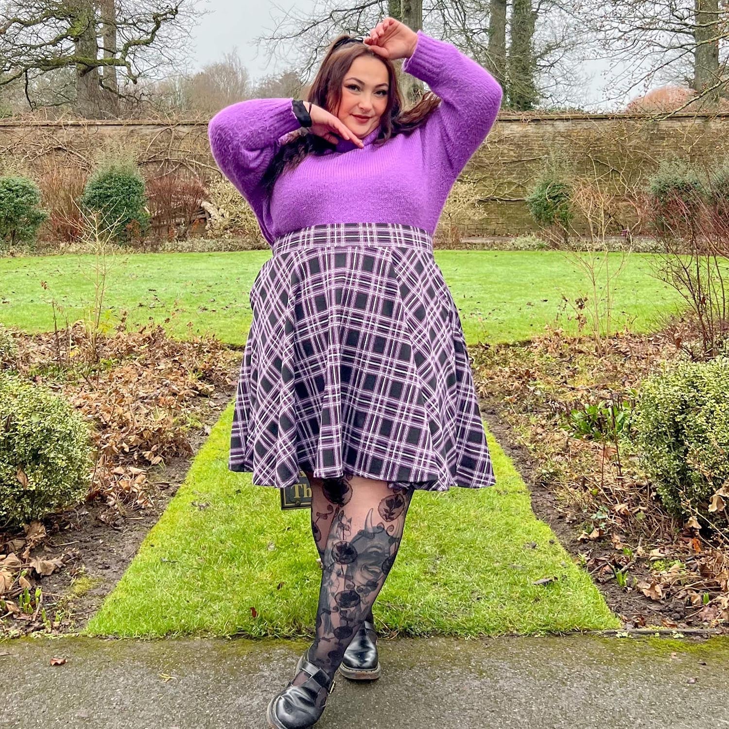 Plaid Flare Skirt - Moorland - Image 5
